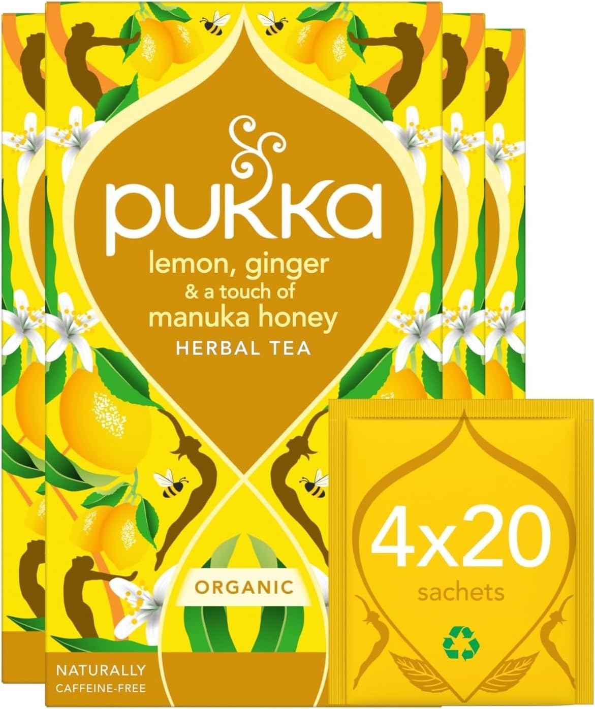 Pukka Herbs | Organic Lemon, Ginger & Manuka Honey Herbal Tea Box | Immune Boosting Infusion With Turmeric | Ideal For Daily Support | Caffeine Free |