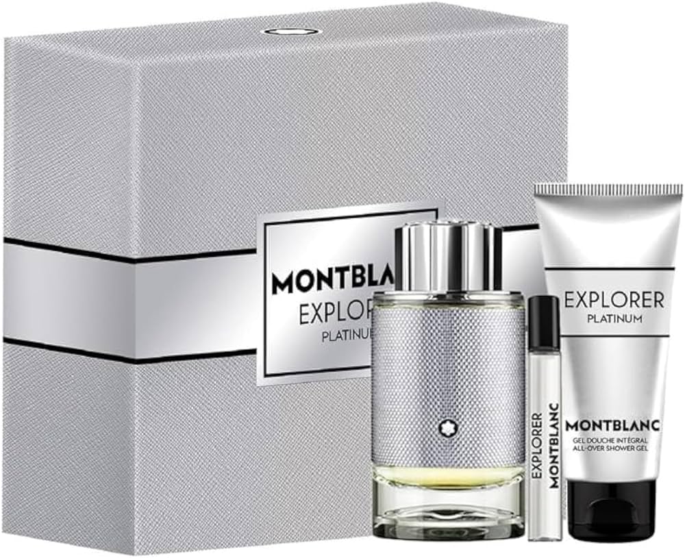 Mont Blanc Explorer Platinum Gift Set 100ml EDP + 100ml Shower Gel + 7.5ml EDP Men's Fragrance
