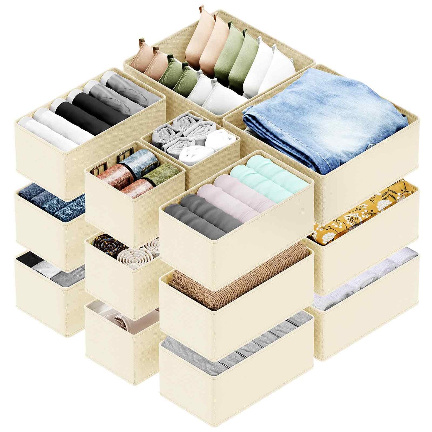 SpaceAid Drawer Organizer for Clothes, 18 Pack Dresser Drawer Organizer Bins, Closet Organizers and Storage Dividers for Clothing, Underwears, Socks