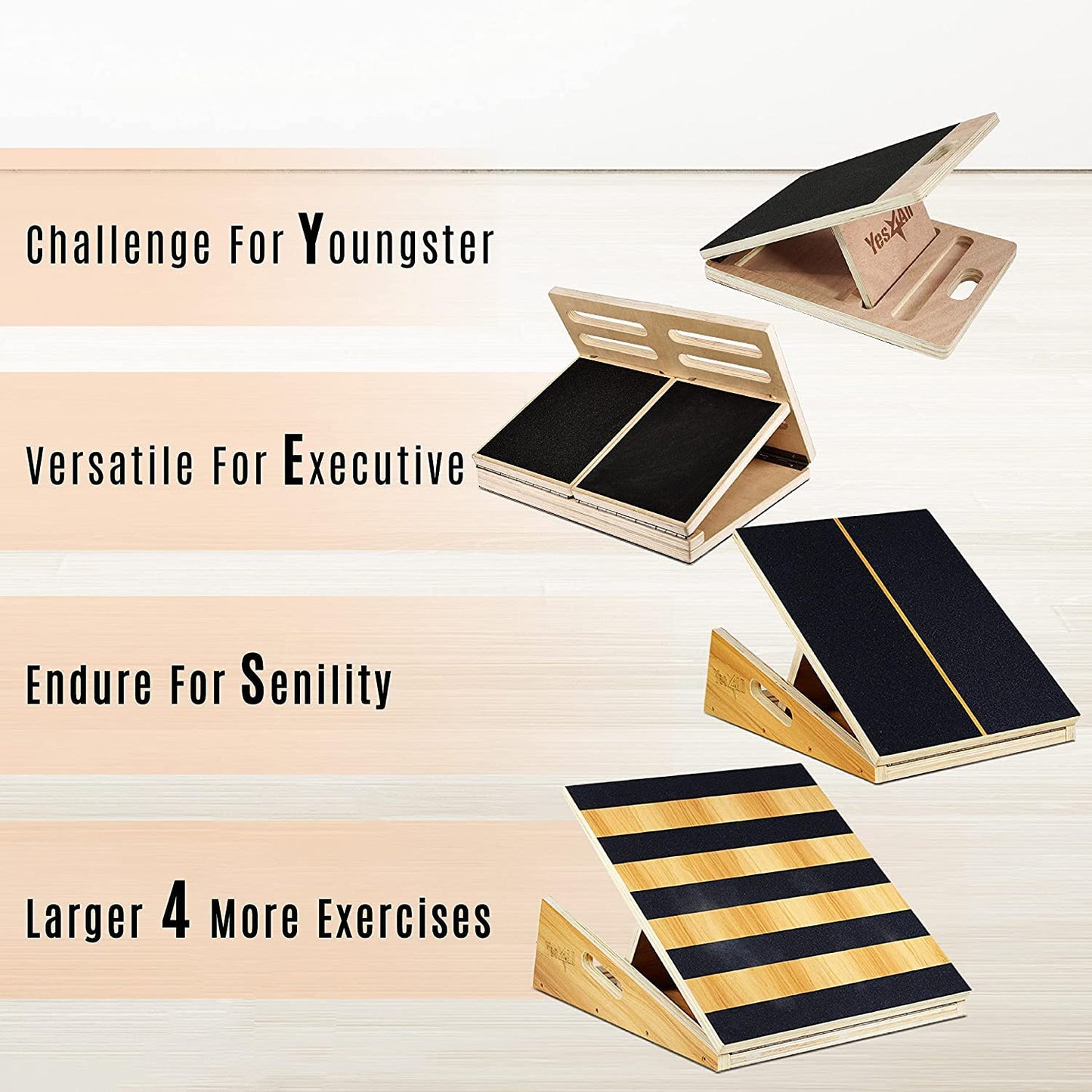 Yes4All BL0J Premium Adjustable Wooden/Steel Slant Board - Incline Board (10, 20, 30, 35 & 40 Degree) - Calf Stretcher, (Slant Board 5 Angles -