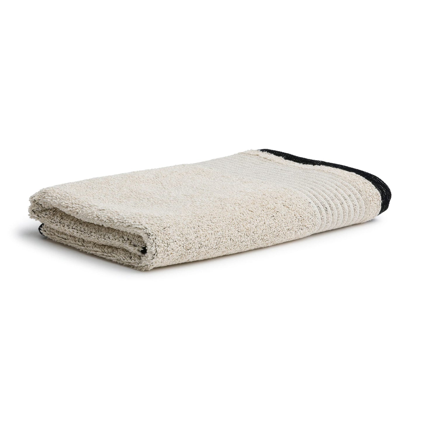 m?ve Eden shower towel piped border 80 x 150 cm made of 80% cotton / 20% linen, nature / black