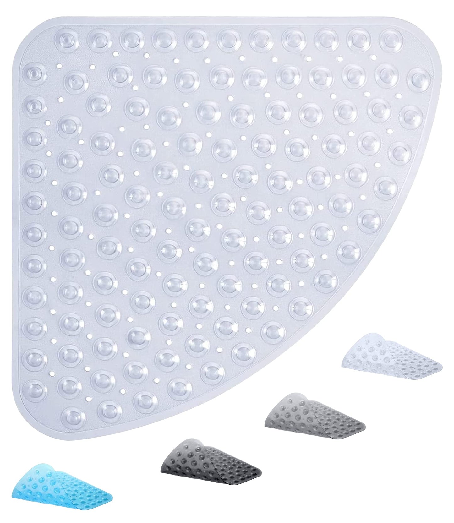 ADOV Corner Shower Mat, 54x54cm Curved Non Slip Anti-Mould Bath Mat, Quadrant Rubber Mat for Inside Shower Bathroom Floor, Machine Washable Sector