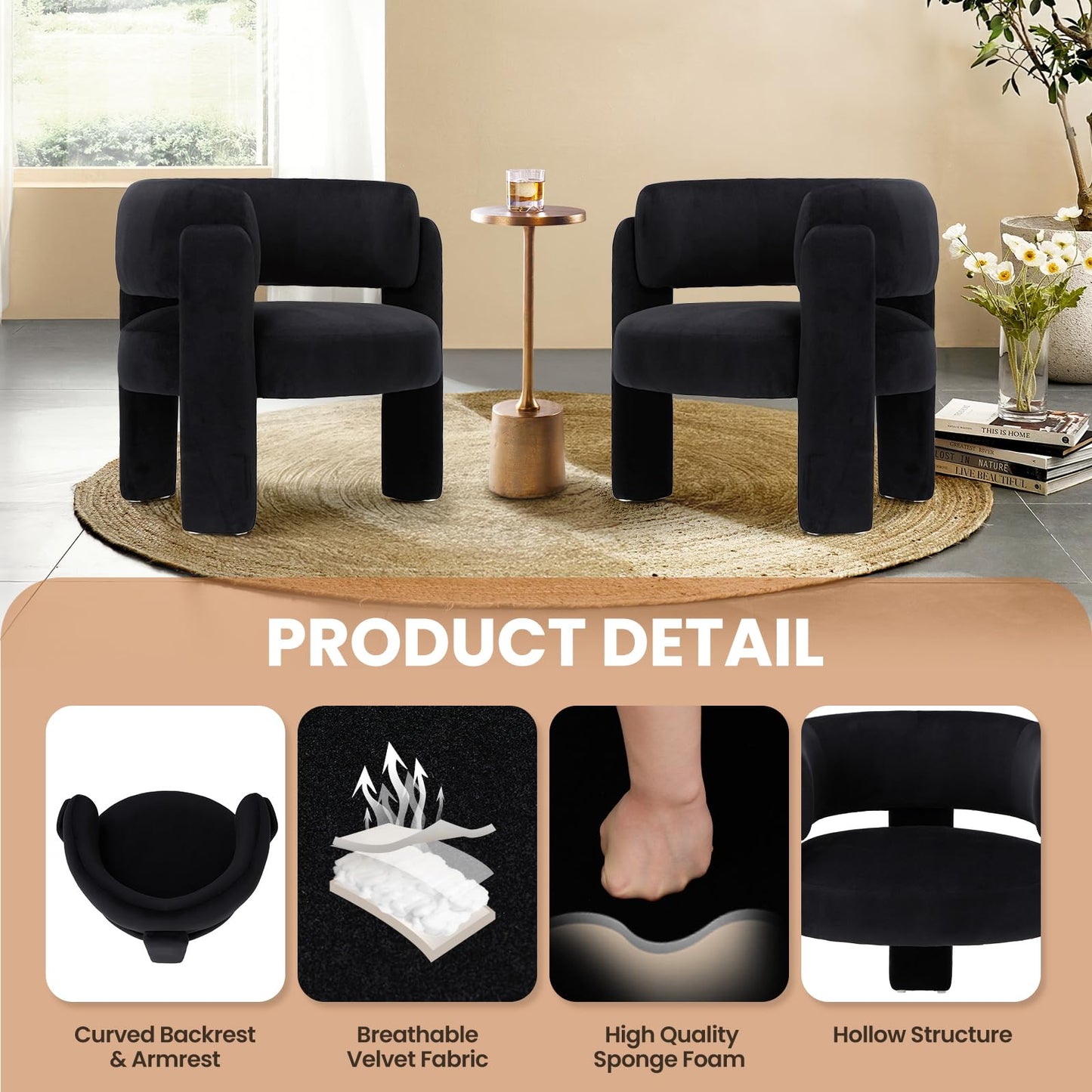 COLAMY Living Room Armchairs, Upholstered Sherpa Accent Chair, Comfy Round Arm Chair with 3 Legs