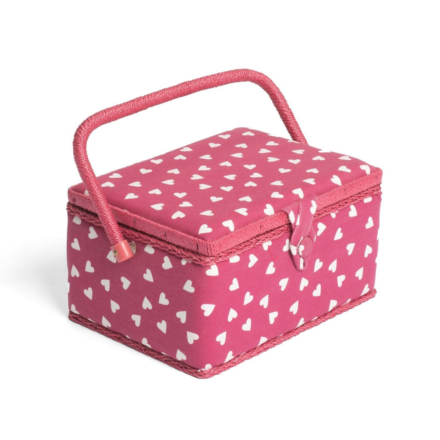 Hobby Gift MRM/189 | Raspberry Heart Print Med Sewing Basket | 18½x26x15cm