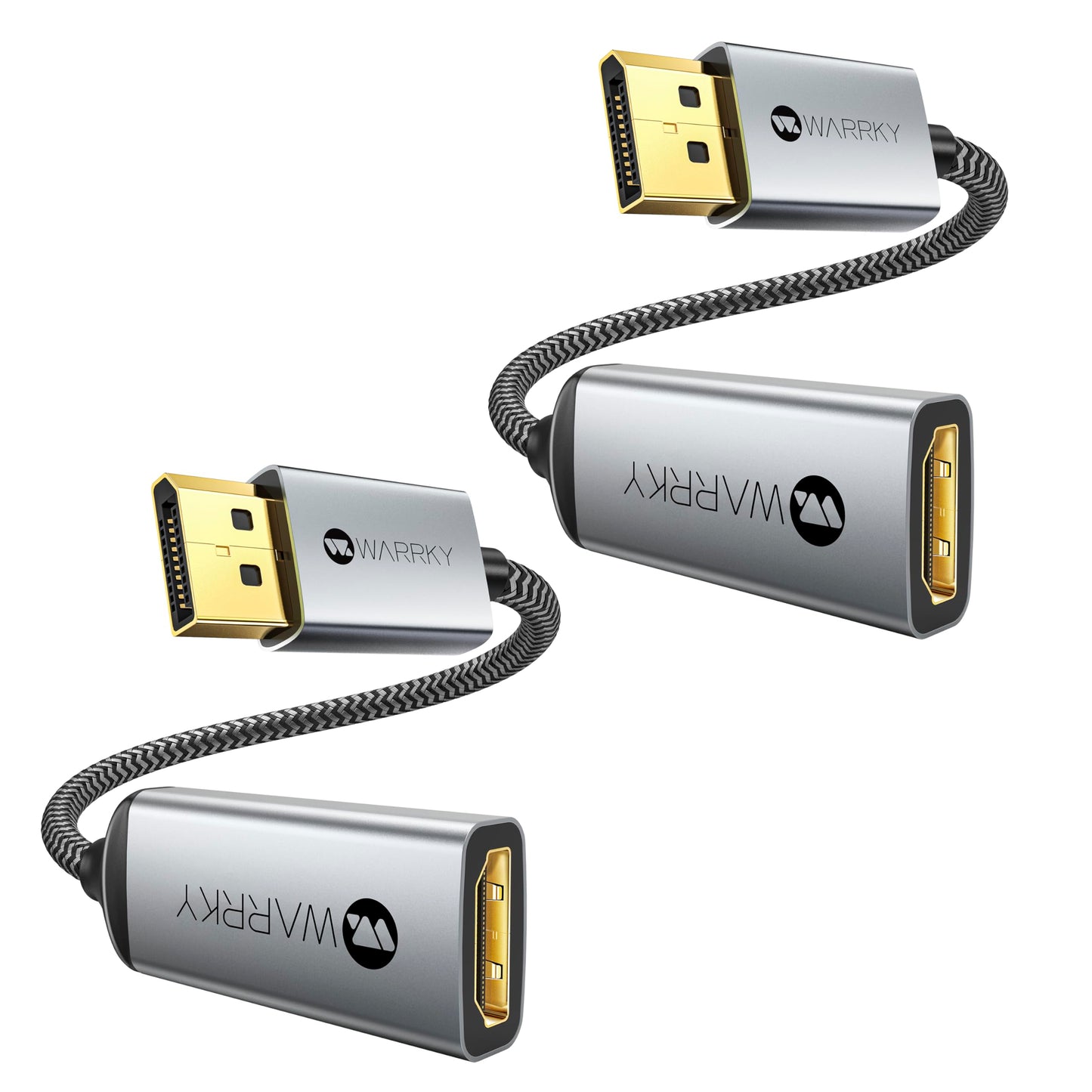 WARRKY 4K DisplayPort to HDMI Adapter, Display Port to HDMI Port, [1440P@60Hz, 1080p@120Hz] Metal Shell No-Latch Uni-Direction DP to HDMI Converter,