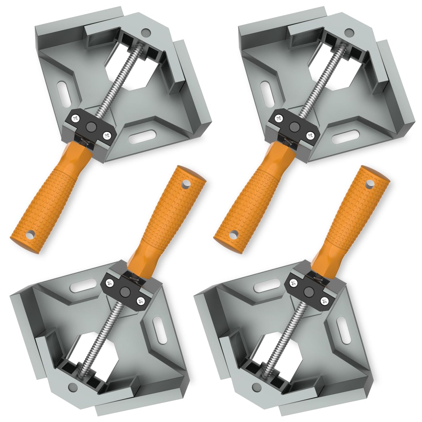 Housolution Right Angle Clamp, 4-Pack Single Handle 90? Aluminum Alloy Corner Clamp for Woodwork, Right Angle Clip Clamp Tool Woodworking Photo Frame