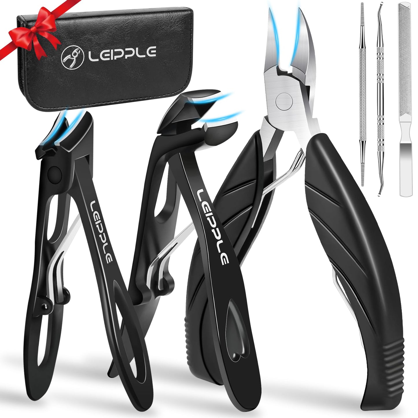Toenail Clippers for Thick & Ingrown Nails, Professional Nail Clipper Set with Pedicure Tool, Super Sharp Fingernail Cutter with Catcher, Podiatrist