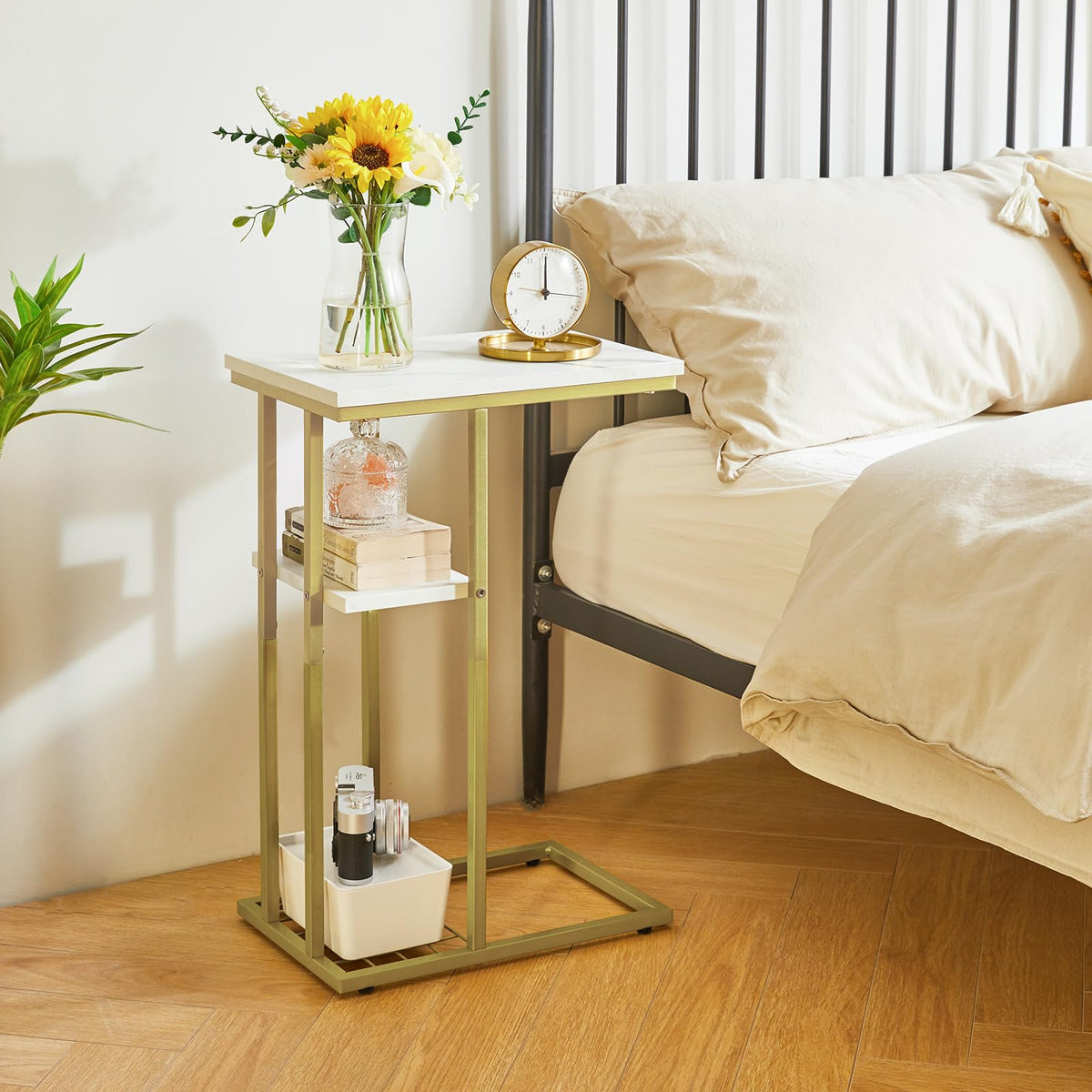 YMYNY C-Shaped End Table Set of 2, Side Table for Sofa and Bed, Coffee Table for Small Spaces, Living Room, Bedroom