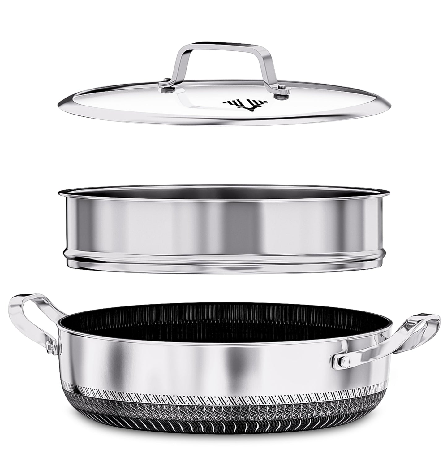 Casserole Dish with Lid Ovenproof Pot | Stainless Steel Hybrid | Toxin Free | Anti Scratch| Non Stick | 30cm | PFOA free | Induction Compatiable |
