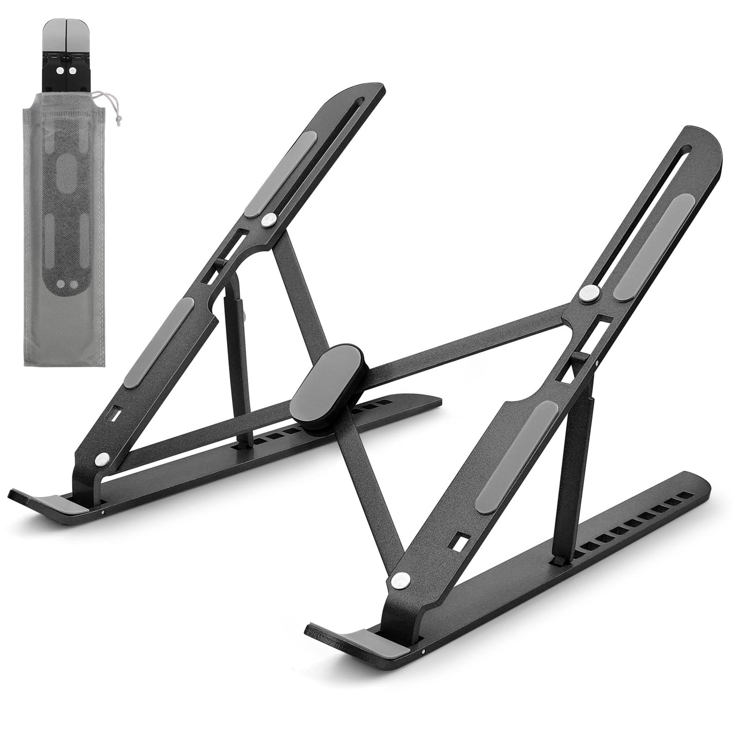MECHEER Laptop Stand for Desk Adjustable, Folding Tablet Stand Aluminum Laptops Holder, Portable Laptop Riser for Desk