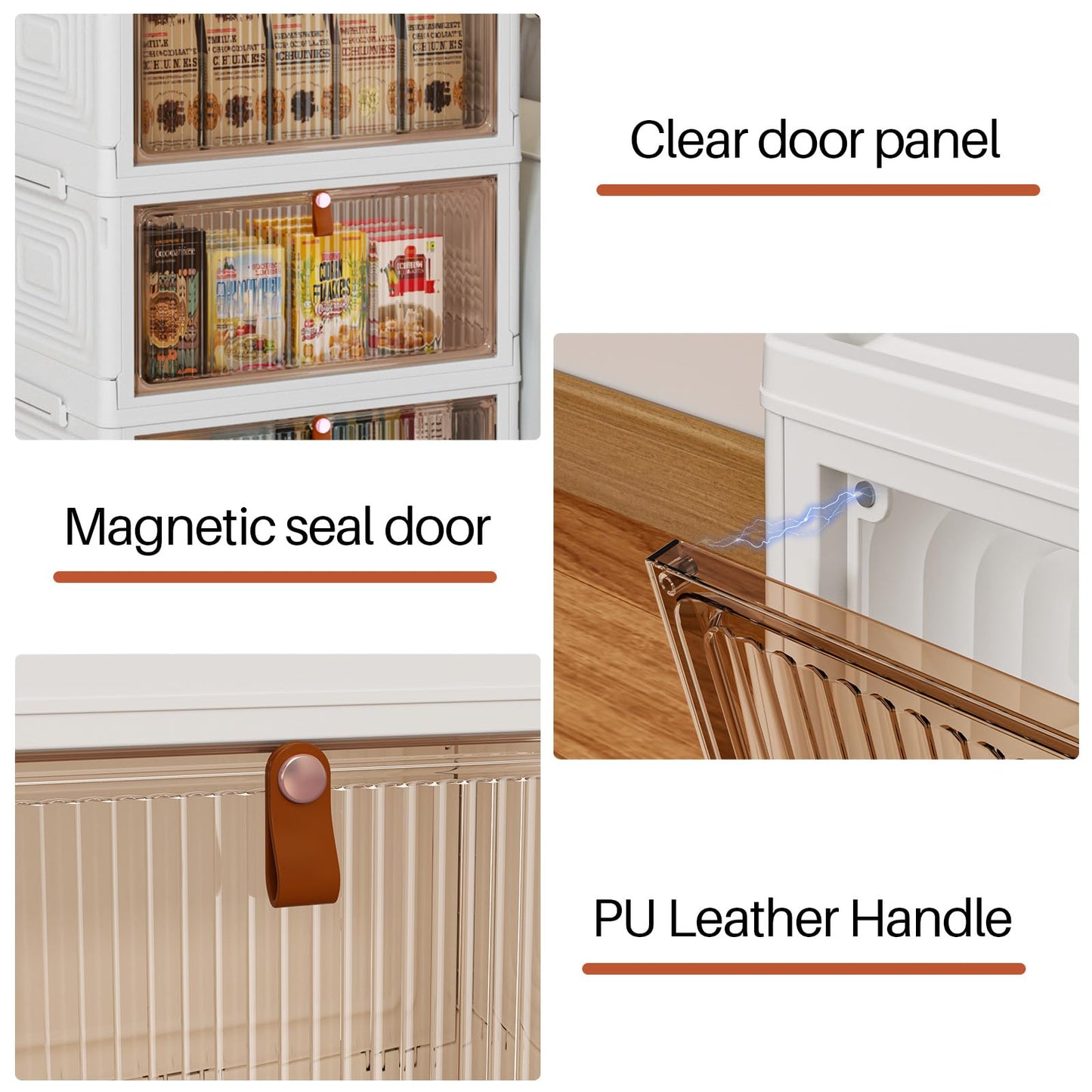 PurKeep Storage Boxes with Lid - 23L*4 Tier Plastic Storage Box with Lid, Stackable Storage Boxes with Wheels, Storage Drawers with Front Door,