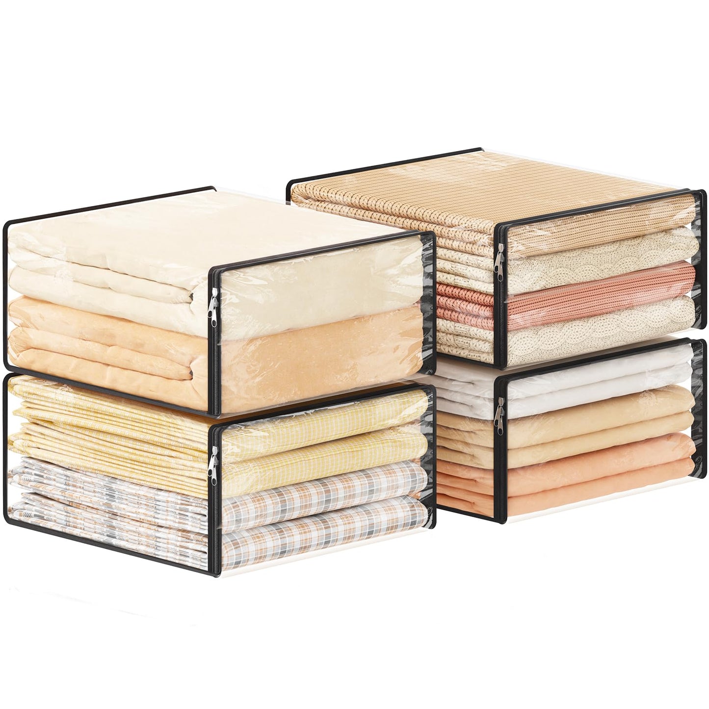 Lifewit 4 Pack Clear Storage Bags with Zips, 36L Clothes Storage Bags