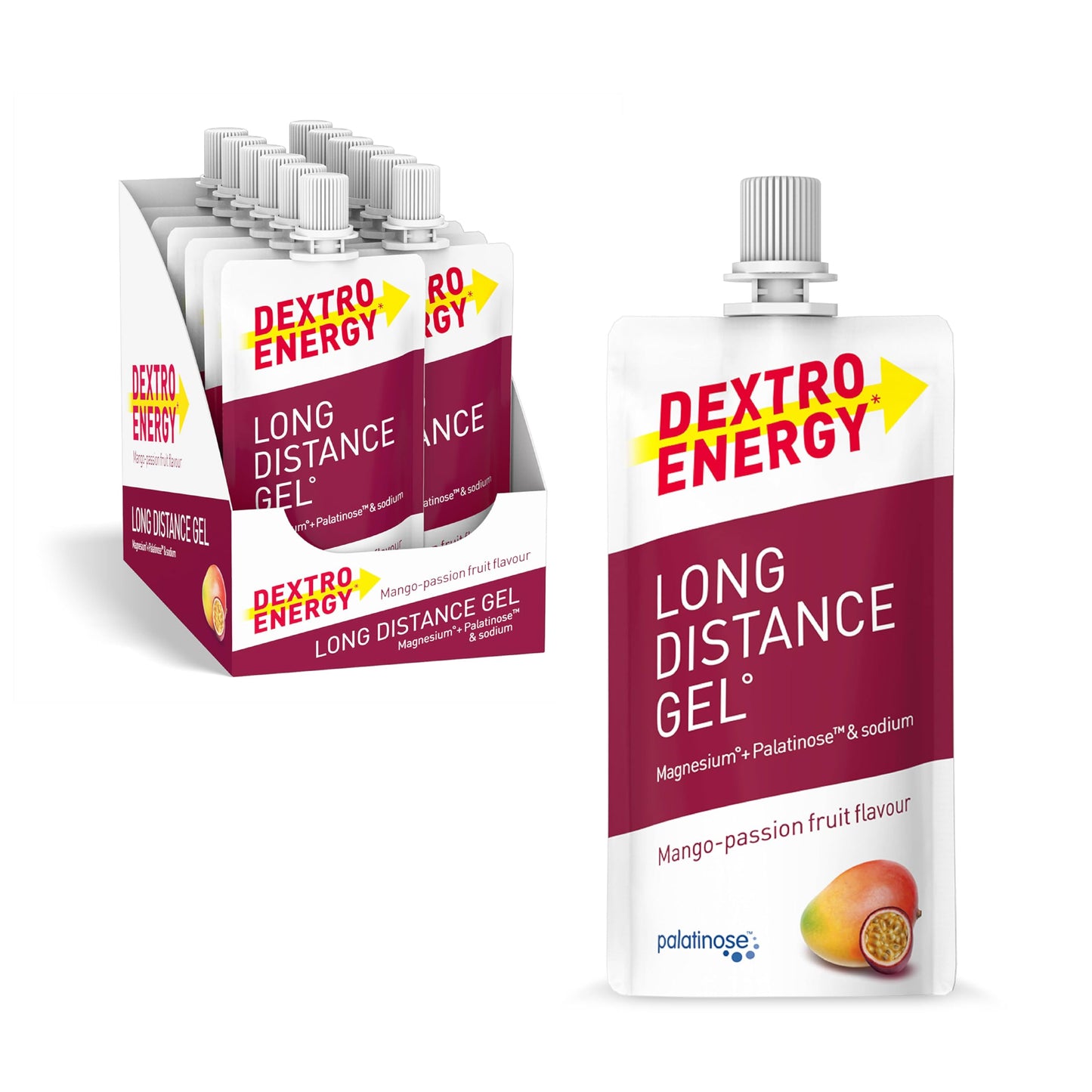 Dextro Energy Long Distance Gel Mango & Passion Fruit | Fast and Long-Lasting Energy Supply | Developed for Intensive, Long Endurance Exercise | Easy