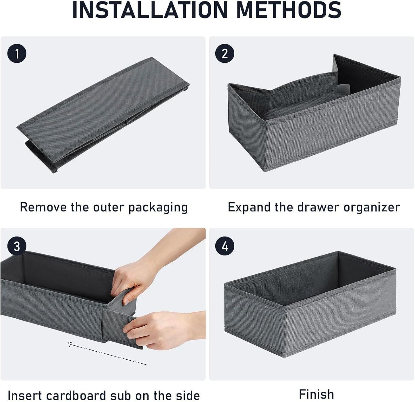 DIMJ Sock Drawer Organisers Fabric Drawer Dividers for Clothes Set of 8