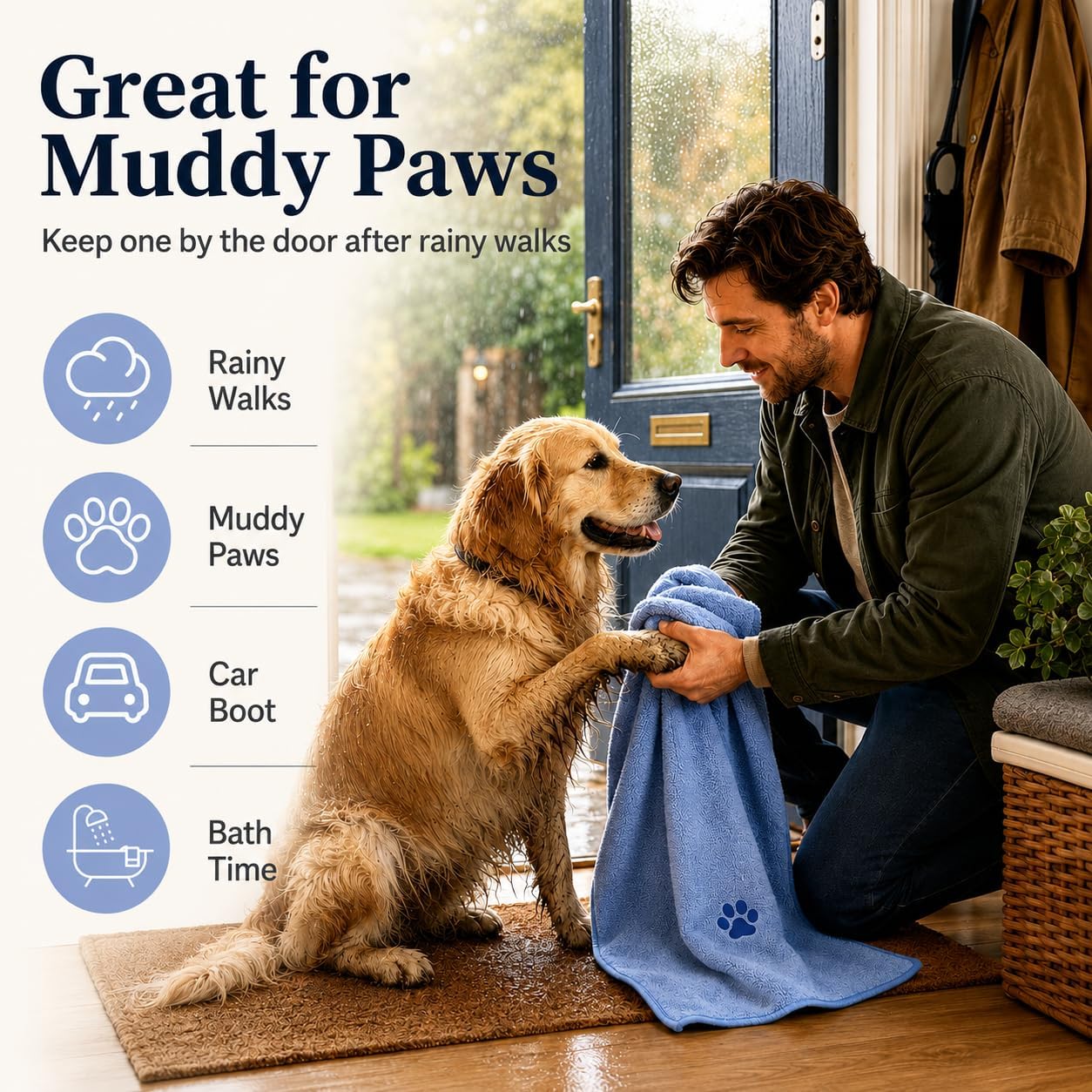 DASHUAIGE 3 Pack Dog Towels – 50x100cm Microfibre Pet Drying Towels, Soft Quick Dry Bath Towels for Dogs, Puppies & Cats – Ideal for Grooming, Travel