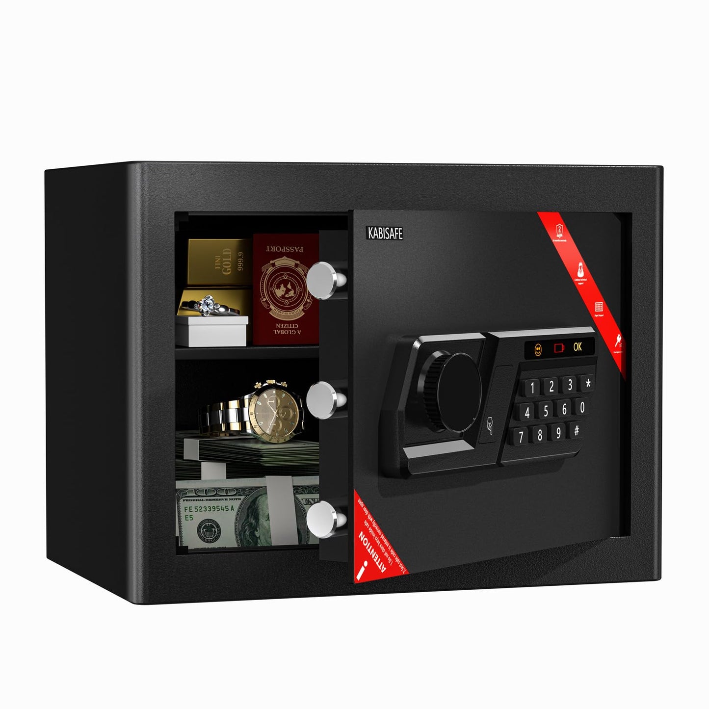 KABISAFE Safe Box and Lock Box, 20L Electronic Digital Keypad Money Saving Box, Security Safe Home Cabinet with Keys for Office Hotel Business