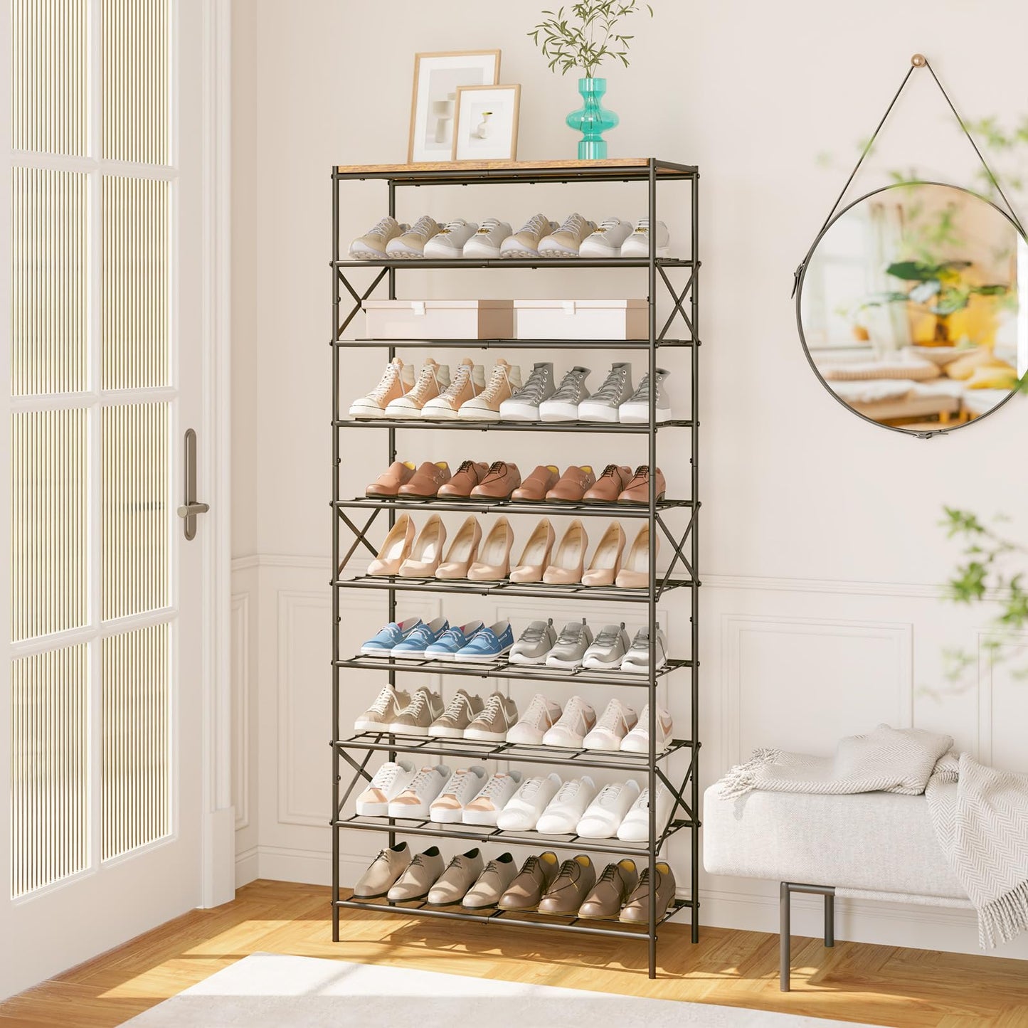 IBUYKE 10 Tier Shoe Rack, Large Capacity Shoe Storage Organizer for 40 Pairs of Shoes