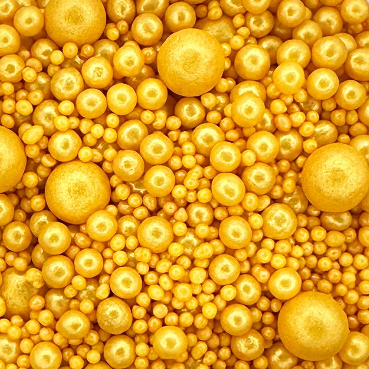 Twist Ingredients - Pearls Mix - Glimmer Gold Cake Topper Sprinkles - 1kg Edible Shimmer Ball Cupcake Decorations - Perfect for Weddings, Christenings