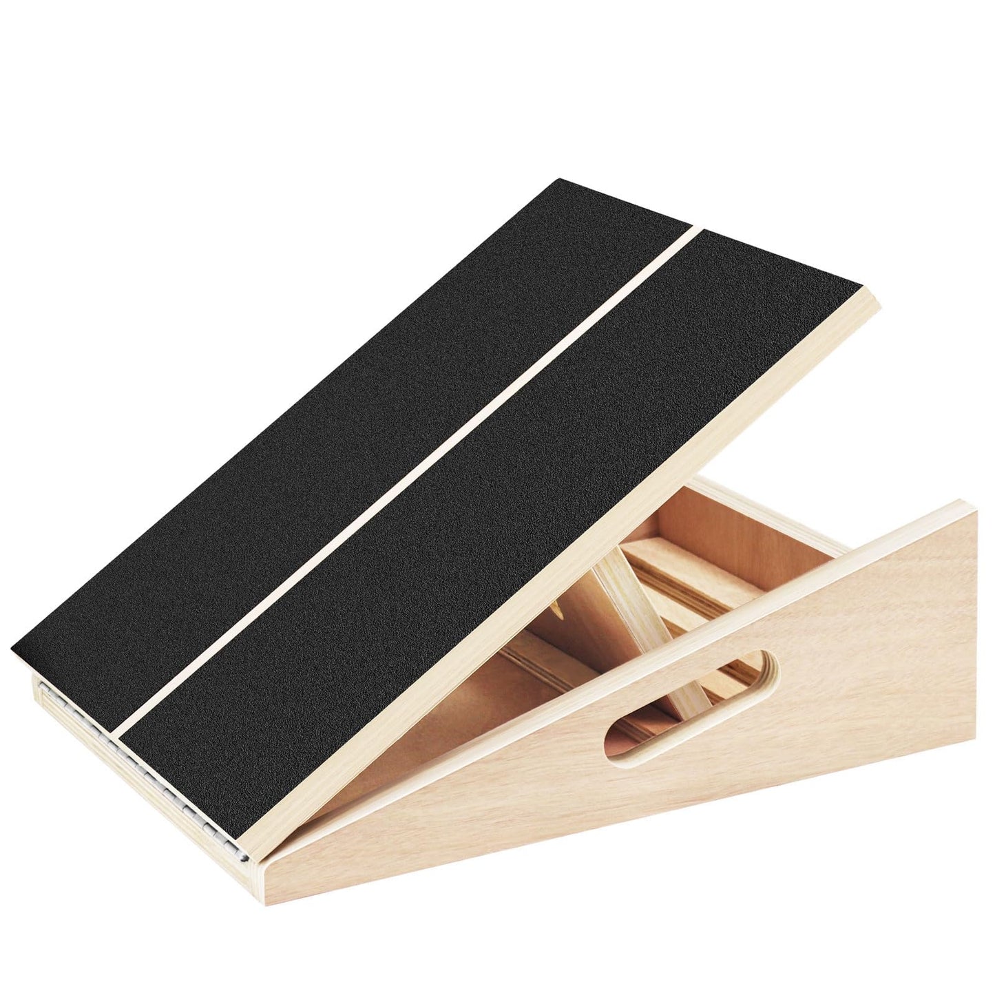 Professional Wooden Slant Board - Adjustable Incline Board and Calf Stretcher Extra Side-Handle Design for Portability 5 Position Adjustable Design
