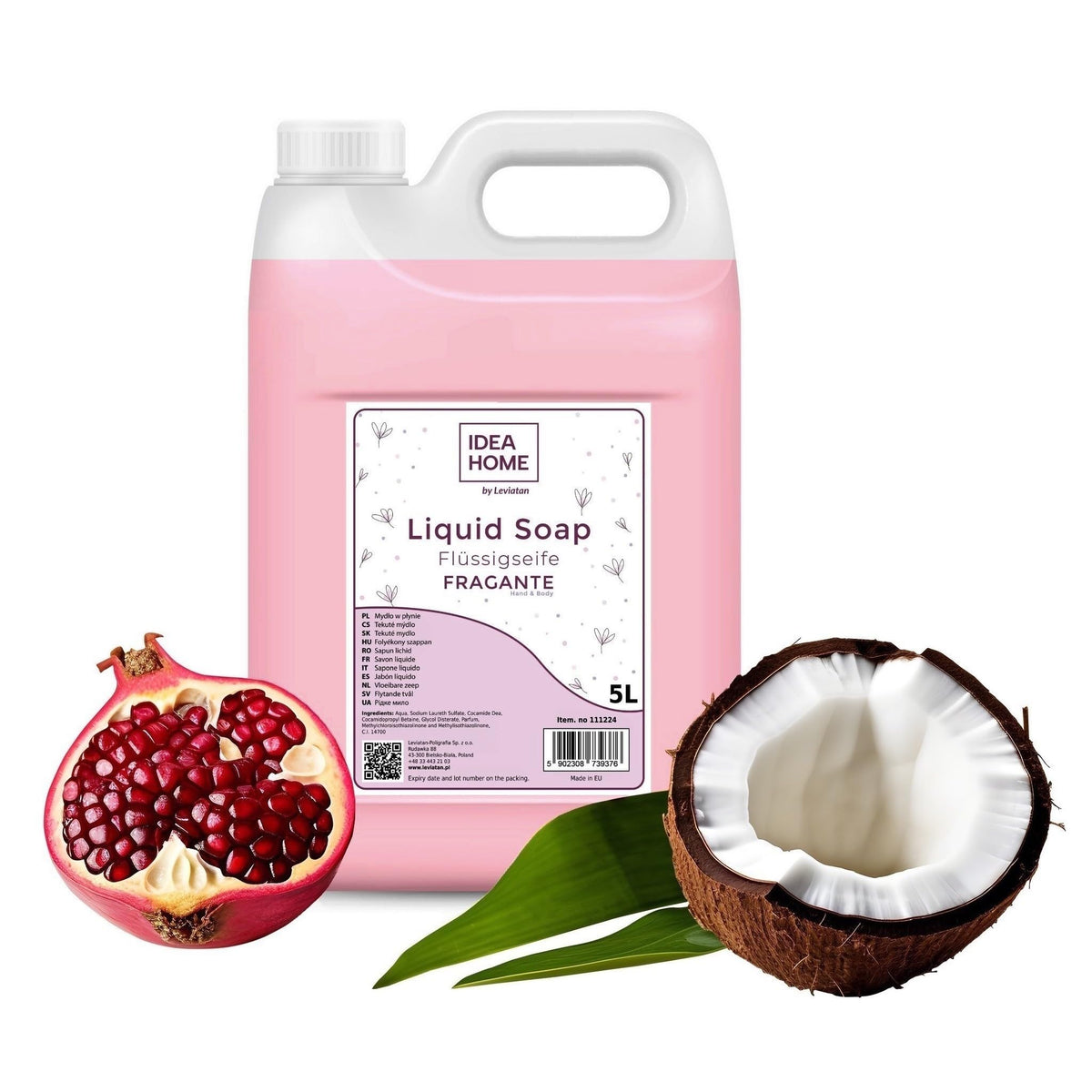 IDEA HOME FRAGANTE Hand Soap Liquid 5L - Soap Canister for All Skin Types - Good Foaming - Cream Soap Rich in Vitamins A, E, F and Minerals -