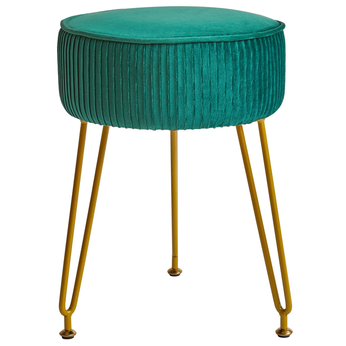 IBUYKE Makeup Vanity Stool, Velvet Round Footrest Ottoman, Green L/G-30L