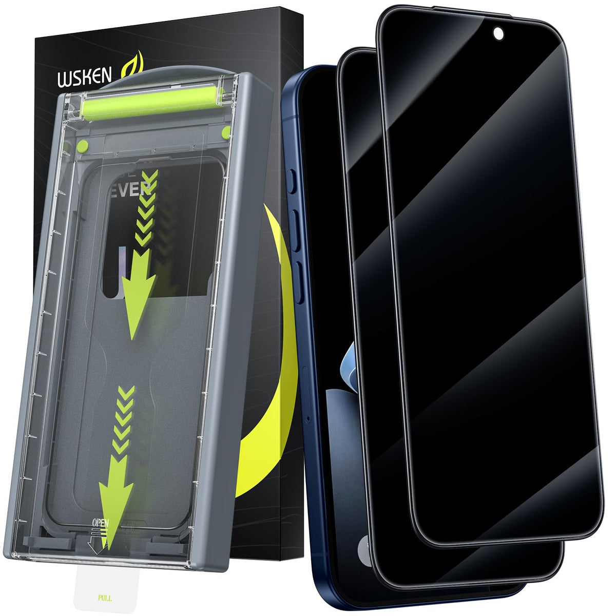 WSKEN for iPhone 17 Pro Max Privacy Screen Protector - [Auto Dust-Elimination] Case Friendly 24?Anti Spy 9H+ Hardness Tempered Glass,Anti