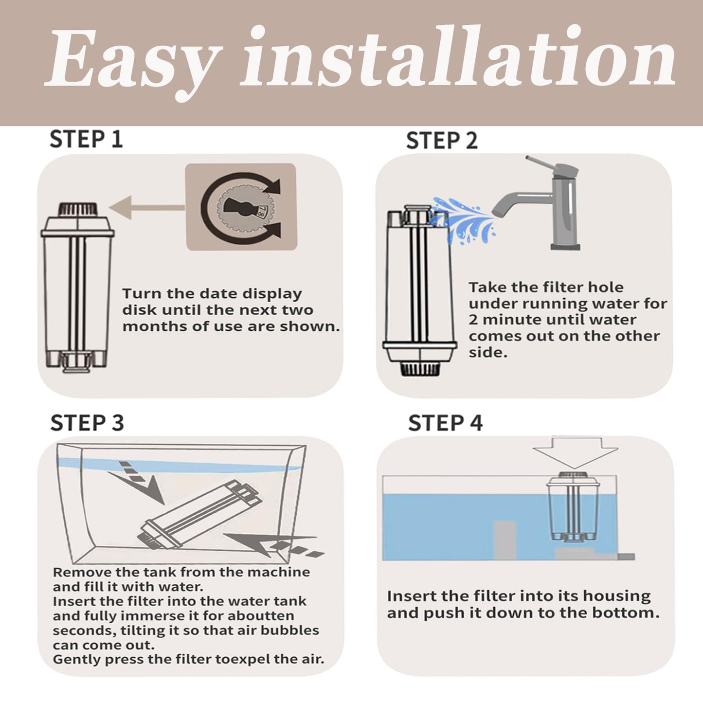 10 Pack Water Filter for DeLonghi Coffee Machine DLSC002 Compatible with De'Longhi ECAM, ETAM, EC, BC Series.