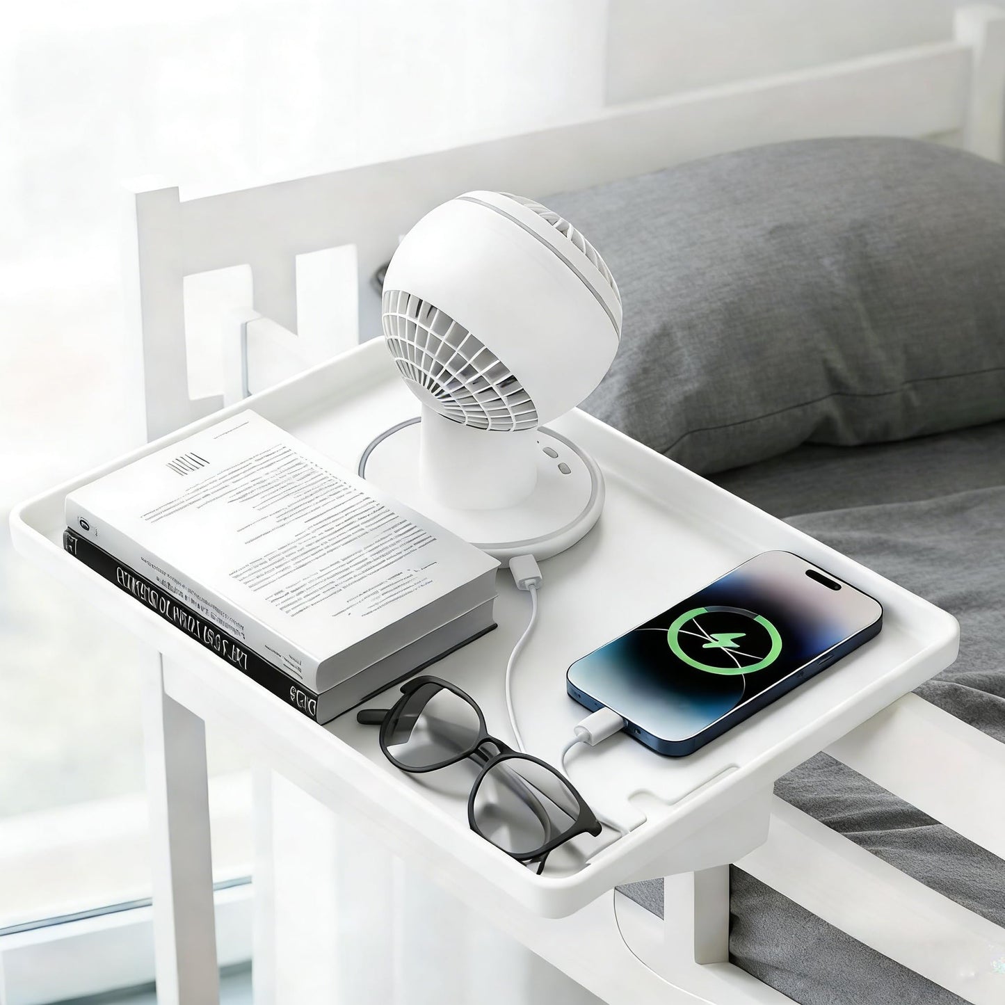 PokeAir Bedside Shelf, Bunk Bed Shelf, Floating Bedside Table with Cable Holes, College Dorm Room Essentials, Bed Storage Organiser for Dorm