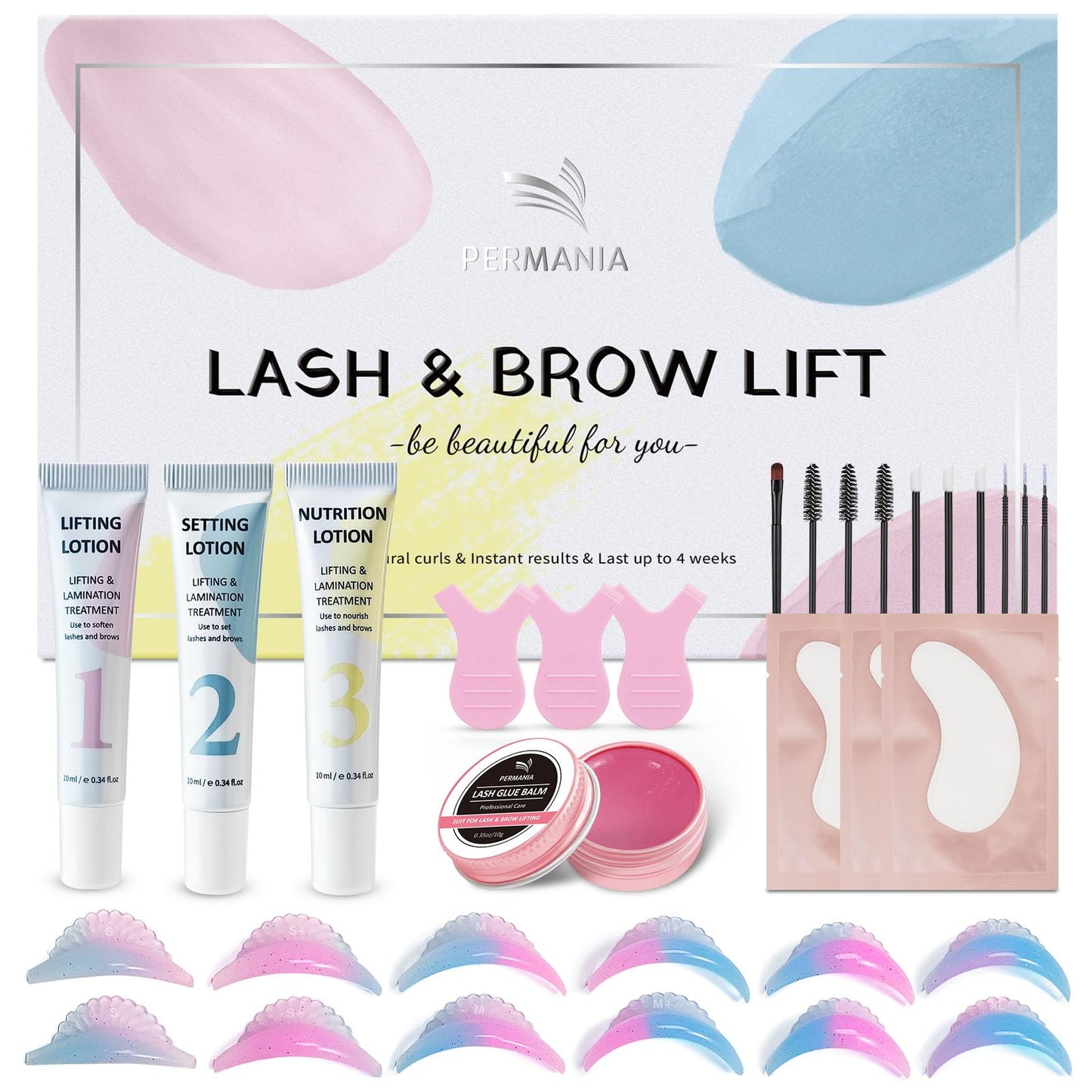 PERMANIA Lash Lift Kit - Complete Korean Eyelash Lift Kit, 2025 Upgraded Brow Lamination and Eyelash Perming Kit - with Lash Lift Glue Balm - DIY