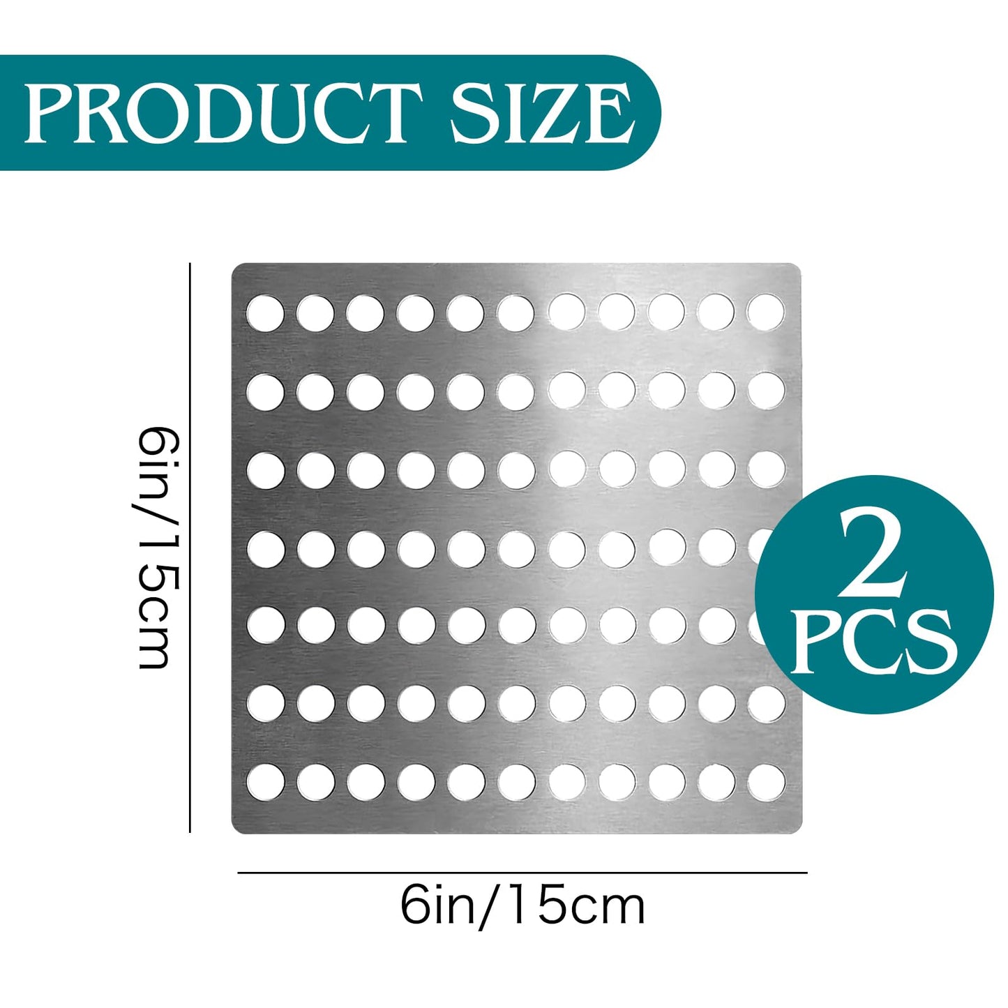 2 Pack Stainless Steel Drain Cover, Square Outdoor Drain Cover with Mesh Holes, Rustproof Drains Guard for Leaves & Debris, for Outdoor & Indoor