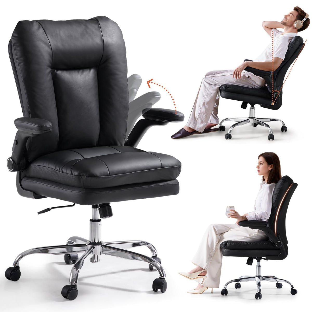LEAGOO Office Chair Mid Back Executive Chair with Wheels for Home Office