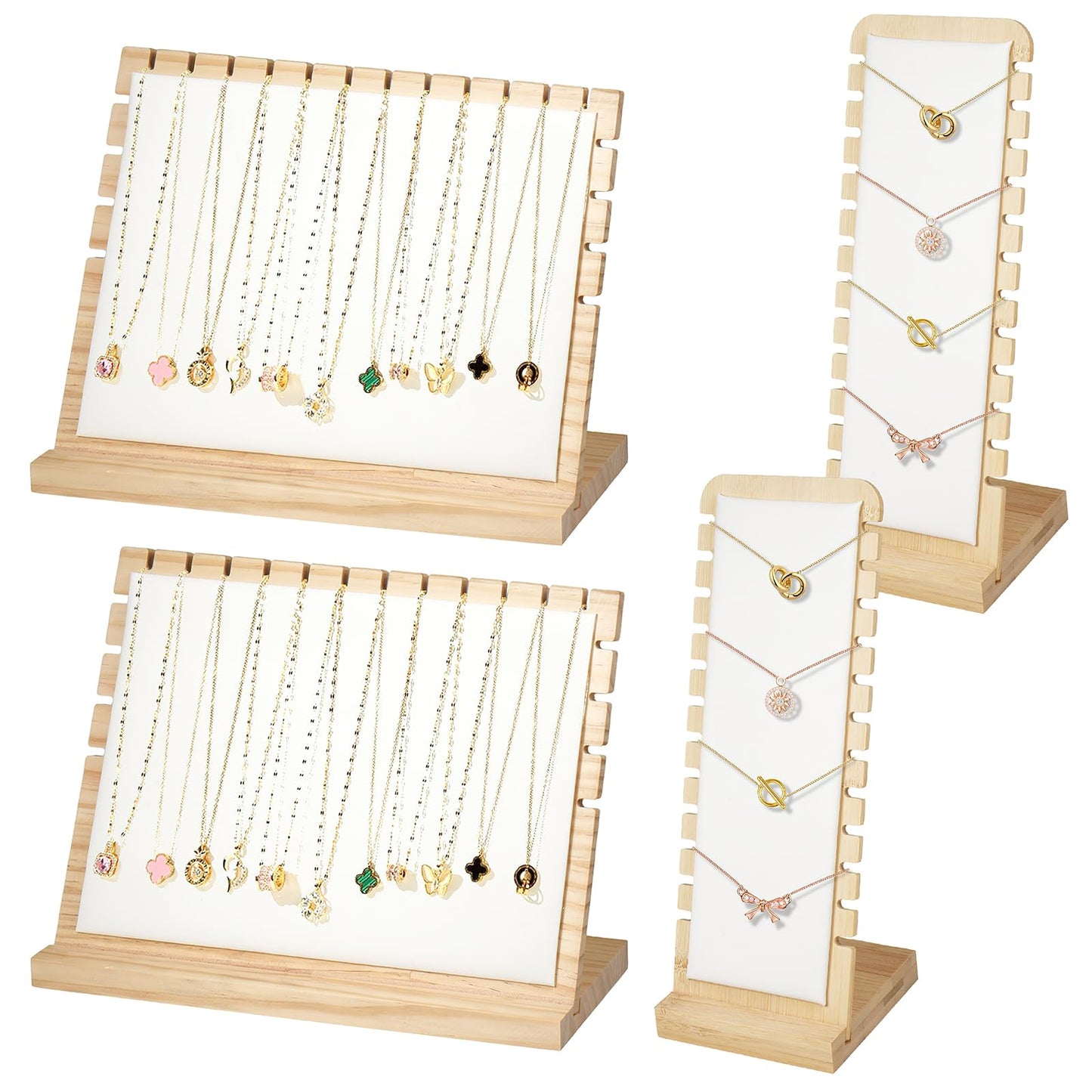 YEXEXINM 4pcs Jewelry/Necklace Display Stands, Wood Pendant Necklace Holder Necklace Display Storage Jewelry Display Rack Organizer