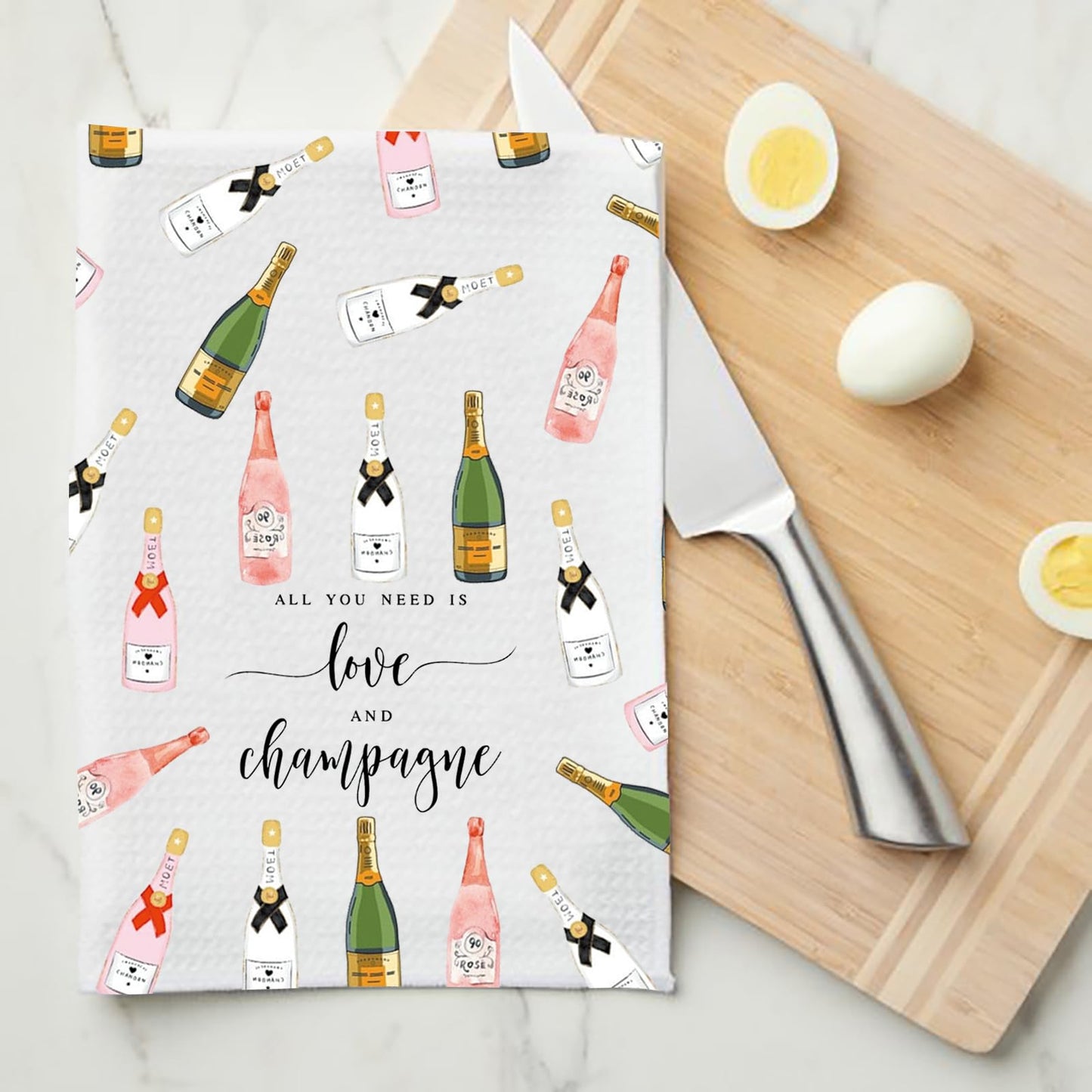 MYSOMY Champagne Kitchen Towel Dish Towel Champagne Lover Gift Home Champagne Bar Decor Towel Funny Alcohol Gift (Champagne Towel)