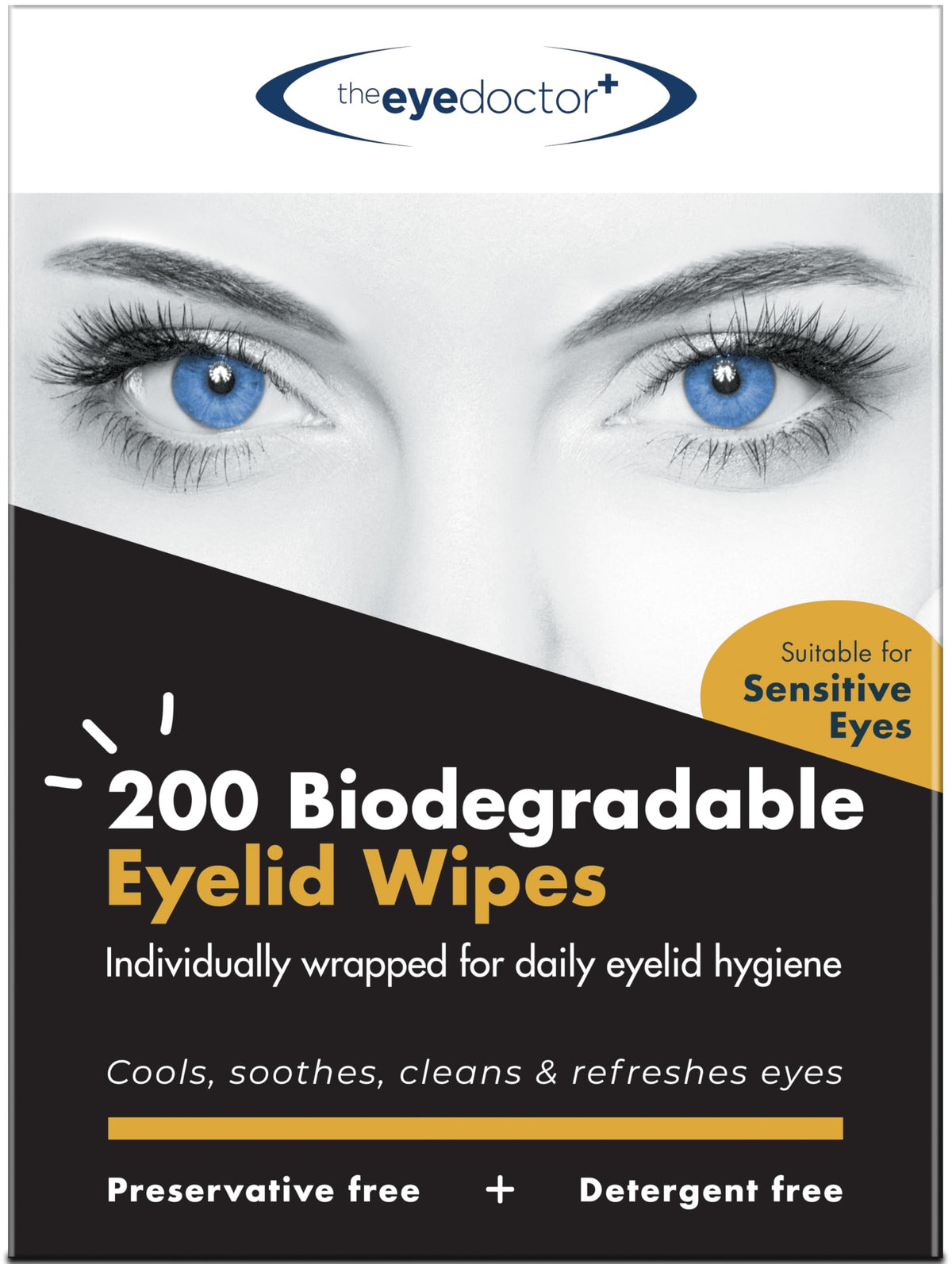 The Eye Doctor Eyelid Wipes x 200 - Eye Wipes for Dry, Sensitive & Itchy Eyes - Biodegradable Eyelid Cleansing Wipes - Preservative & Detergent Free -