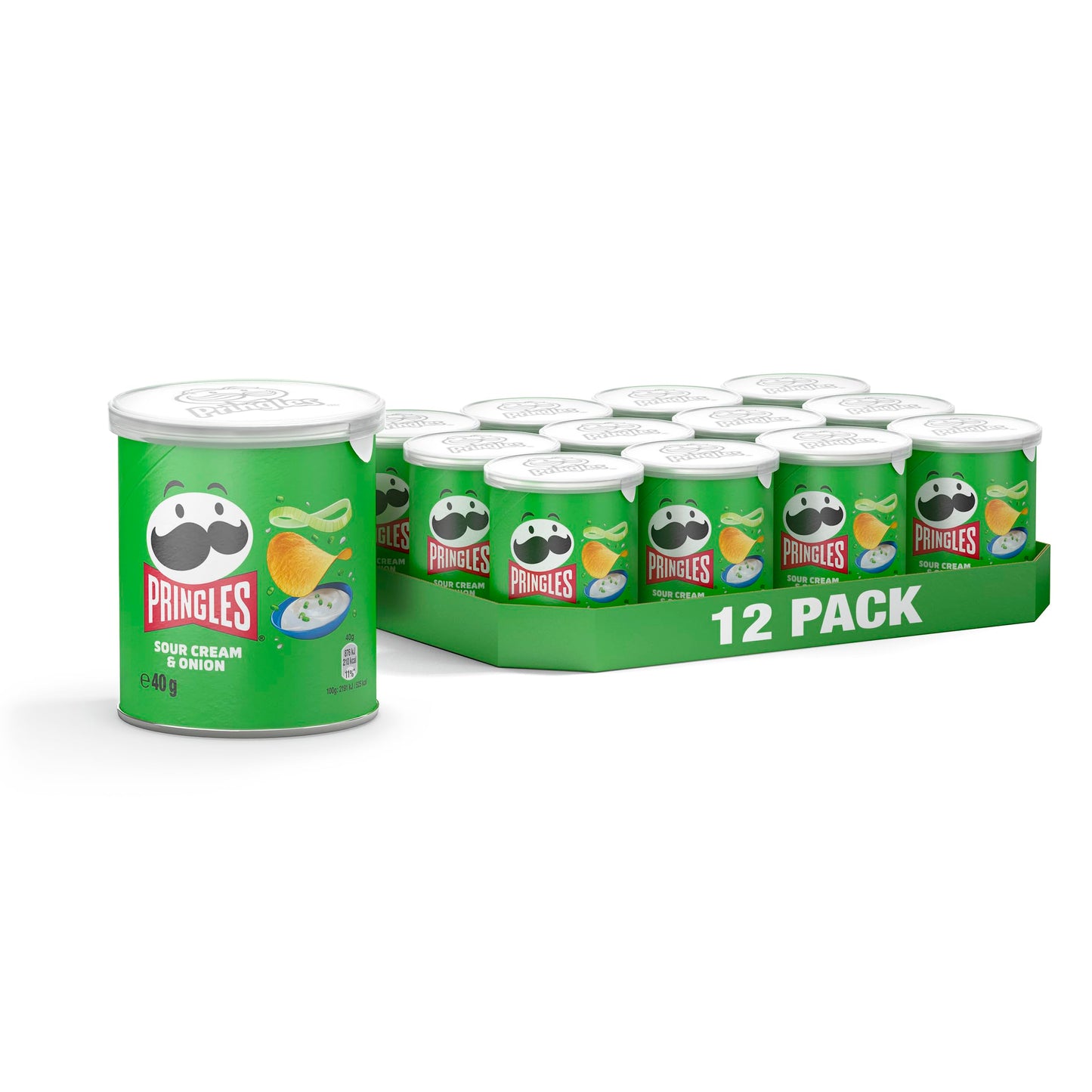 Pringles Sour Cream & Onion Crisps, 12x40 g