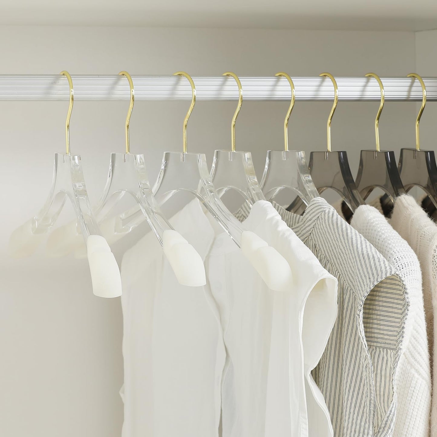 Besser 6 Pack Luxury Acrylic Hangers 38 cm,Gold Acrylic Hanger for Coat Suit,Premium Crystal Non-Slip Hangers with Gold Hook