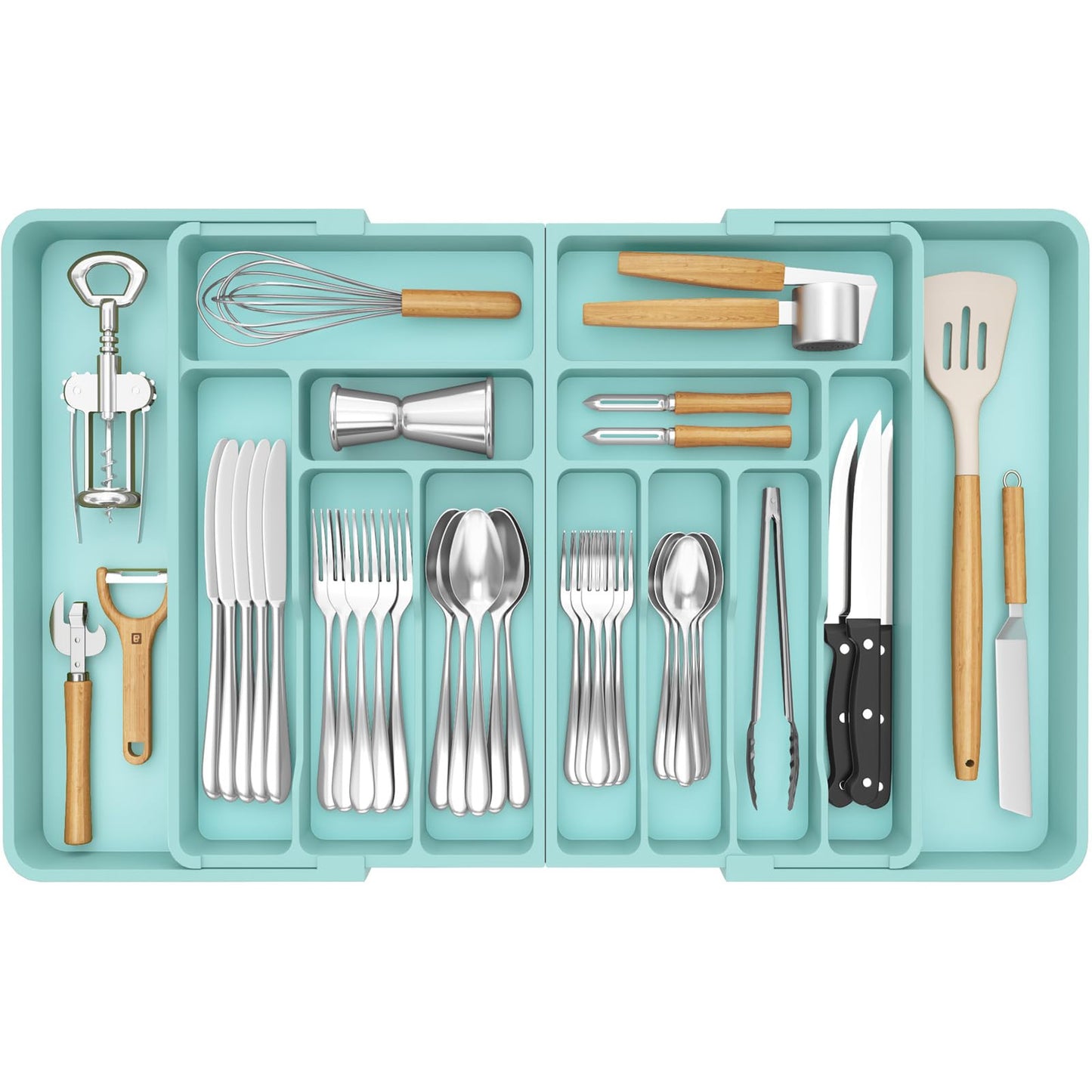 Lifewit Extra Large Cutlery Drawer Organiser, Expandable to 36 Inches Utensil Tray for Kitchen, Adjustable Silverware and Flatware Holder, Compact