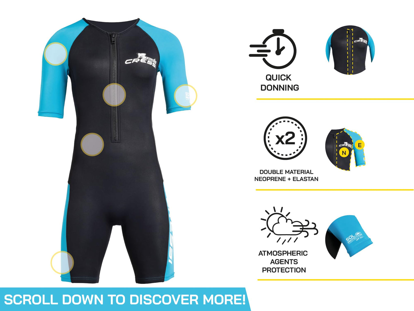 CRESSI Tiburon Lady Shorty Wetsuit 2mm - Wetsuit Shorty Women's made of Neoprene Ultra Stretch 1.5/2mm and Elastane, Black/Pink, L/4
