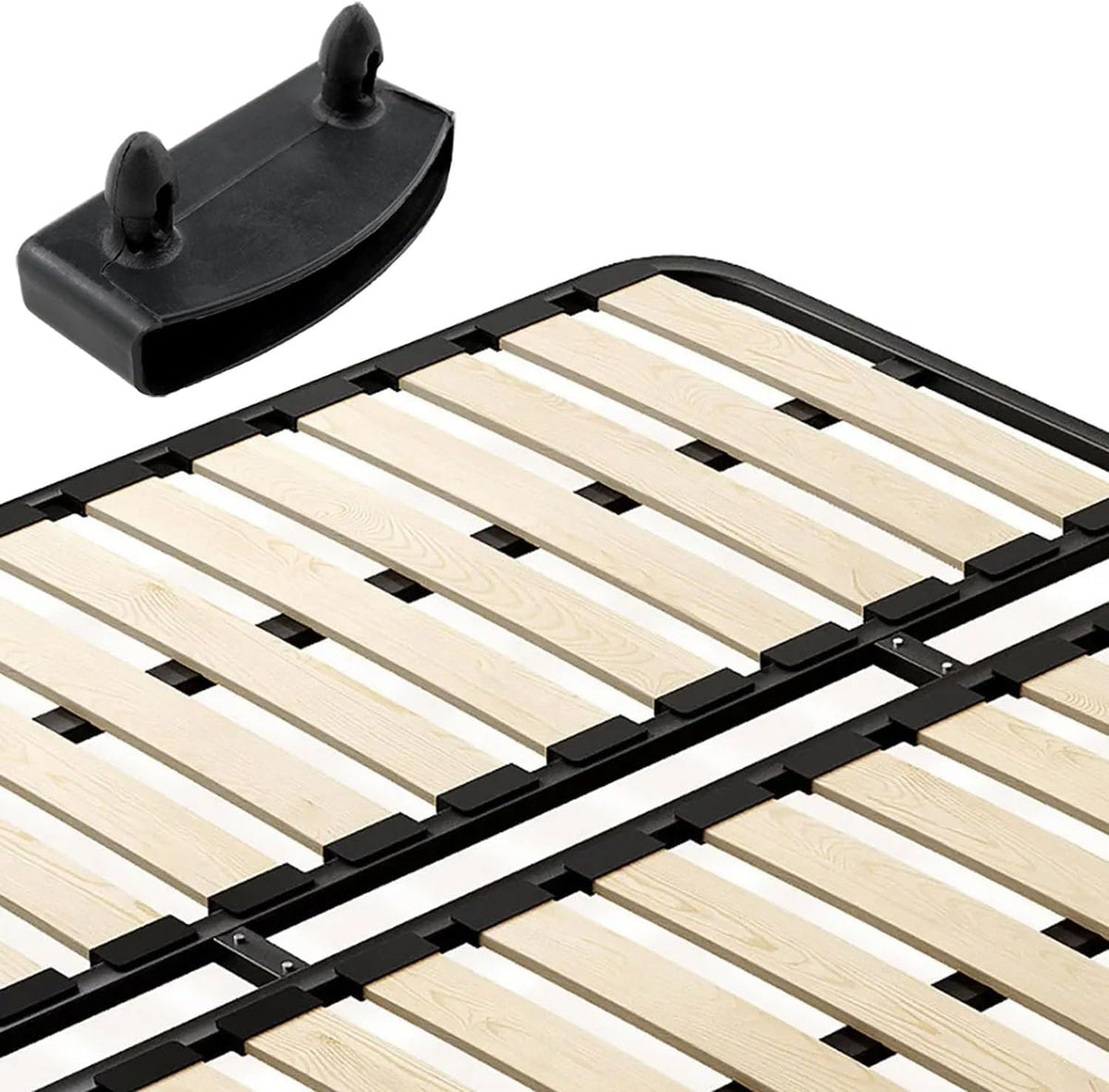 12 PCS Plastic Bed Slat Holders, Bed Slat Caps, Reusable Plastic Beds Slat Holders, Easy to Install for Single, Double and King Size Beds(Black)