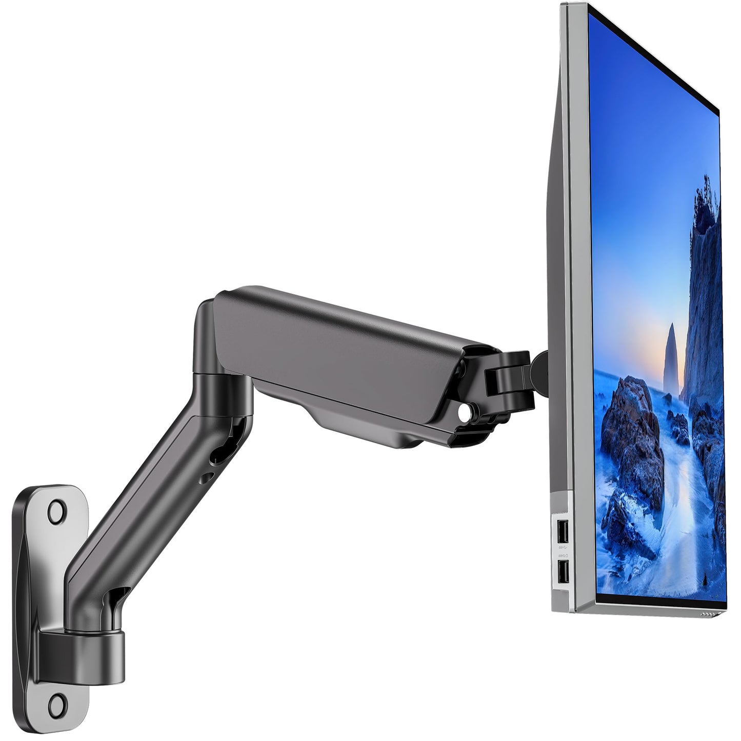 monTEK Monitor Wall Mount Bracket for 17-32 Inch Flat/Curved Screens, Hold UP to 9 kg, Full Motion Mechanical Spring Adjustable Monitor Arm with Tilt