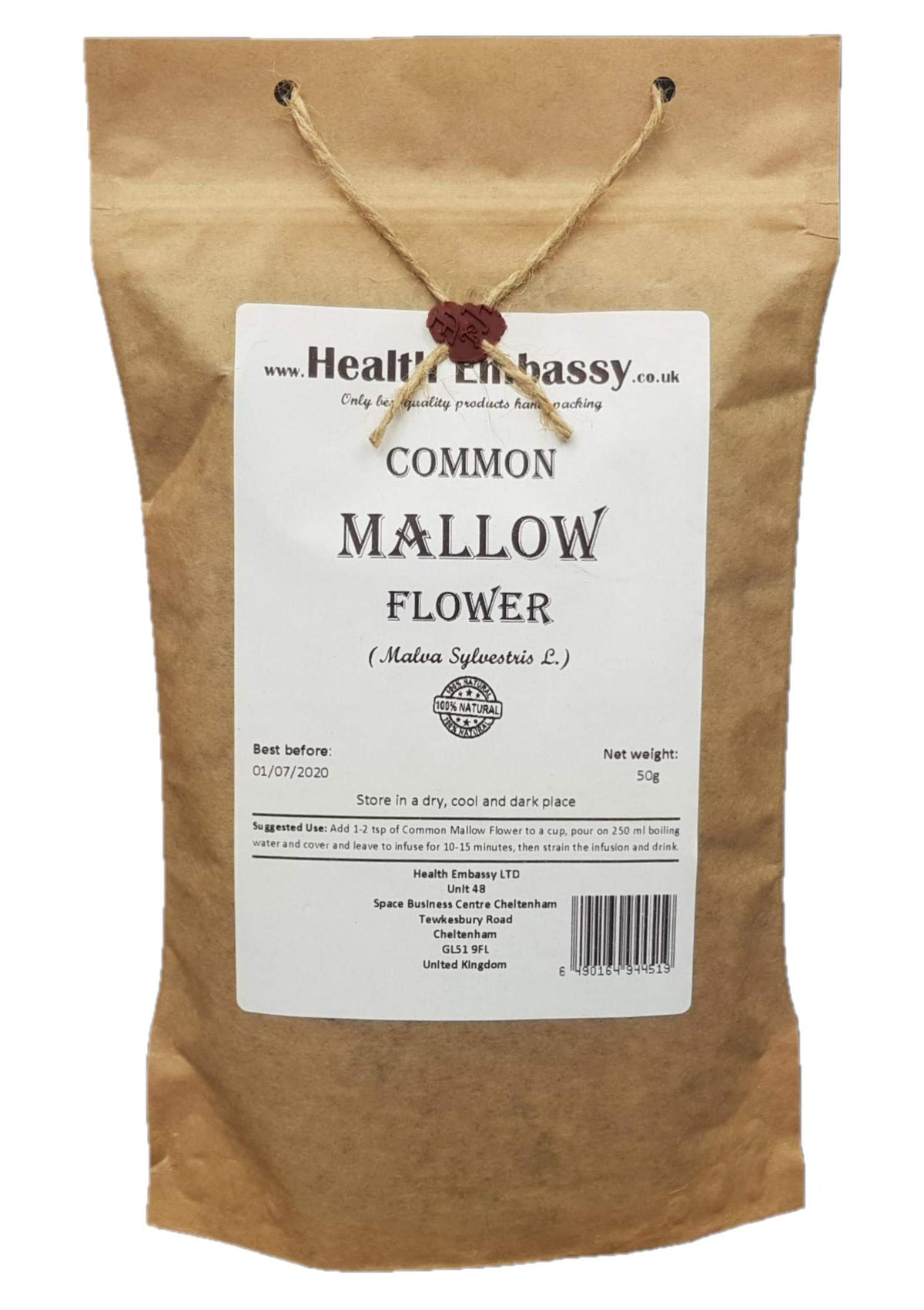 Health Embassy Common Mallow Flower Tea | Malva Sylvestris L | 100g