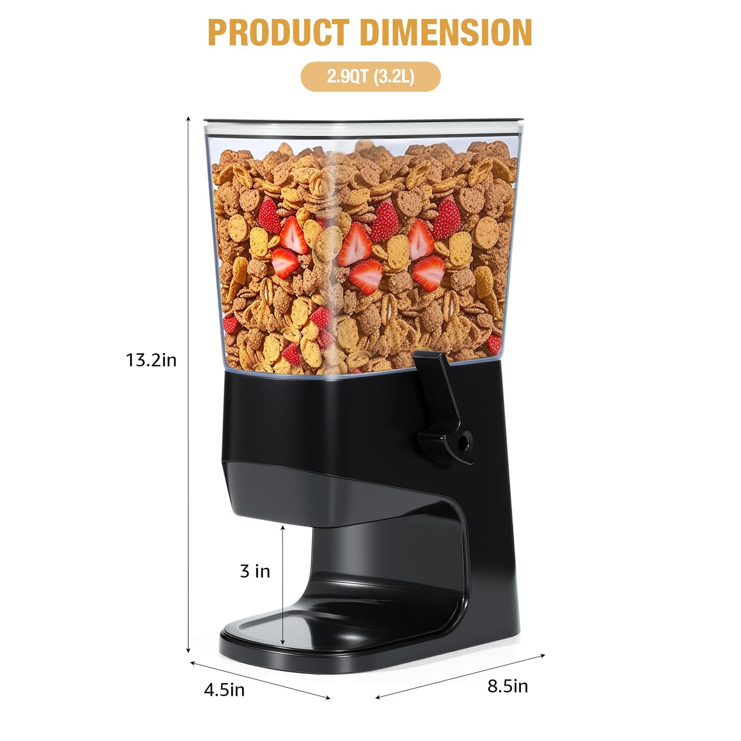 Tokokimo Cereal Dispenser Containers, Double Cereal Storage Containers - Not Easy to Crush Food, Dry Food Dispenser for Cornflakes, Candy, Nuts,
