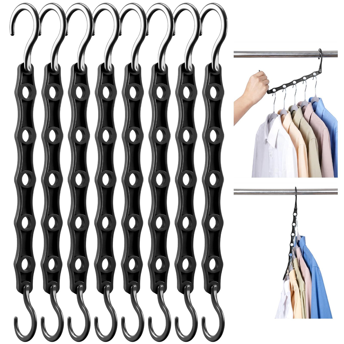 HOUSE DAY Space Saving Hangers 10 Pack, Black Magic Hanger Hooks