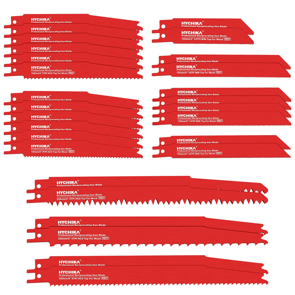 HYCHIKA 32-Piece Reciprocating Saw Blade Set Metal Cutting Saw Blades with Organizer Case