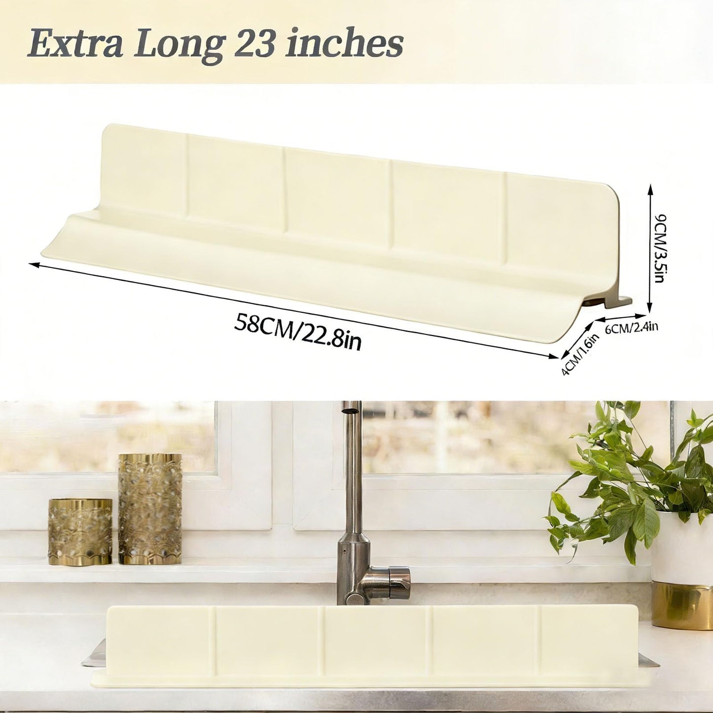 DNNPCFE Kitchen Sink Splash Guard,58cm Extra Long Silicone Splash Guard with Suction Cups, Reusable Water Retaining Board for Faucet, Washing Dishes