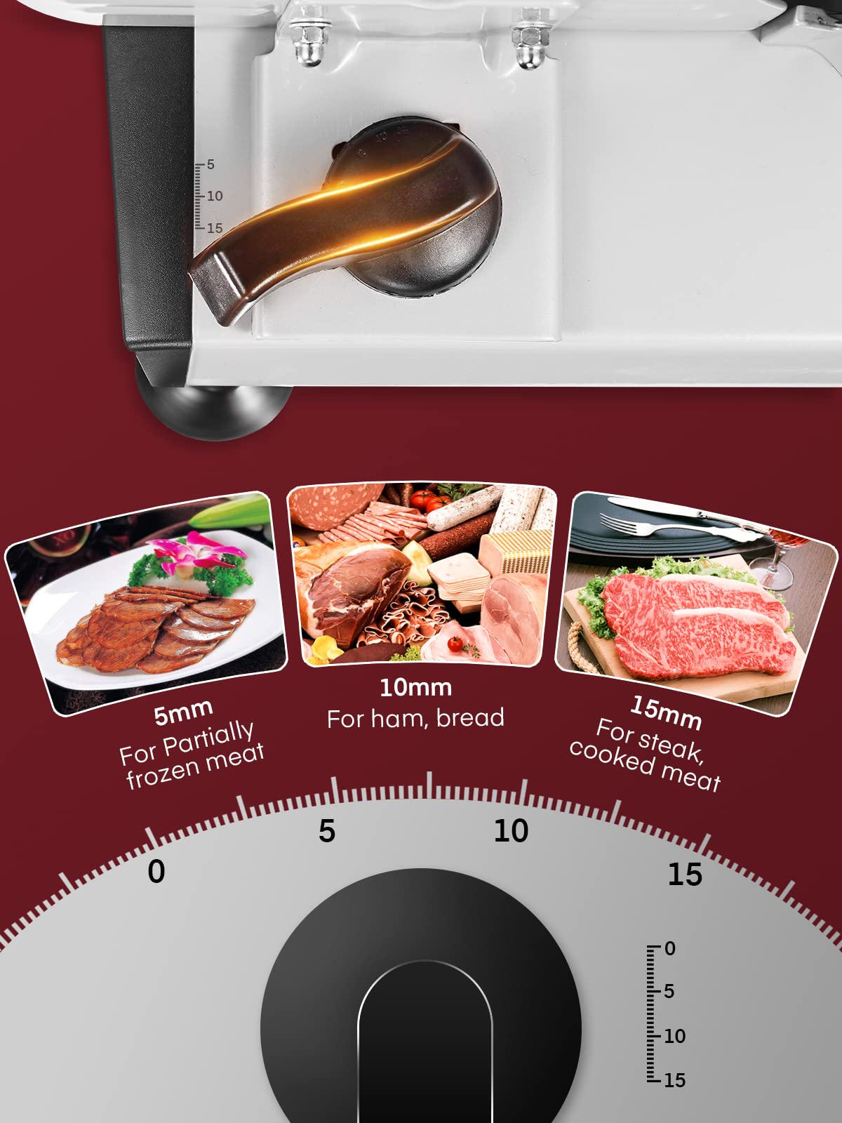 Meat Slicer with 2 * 19cm Blade, Electric Meat Slicer Machine for Home Use 200W, FOHERE Deli Food Slicer, 0-15mm Adjustable Thickness for Cheese,