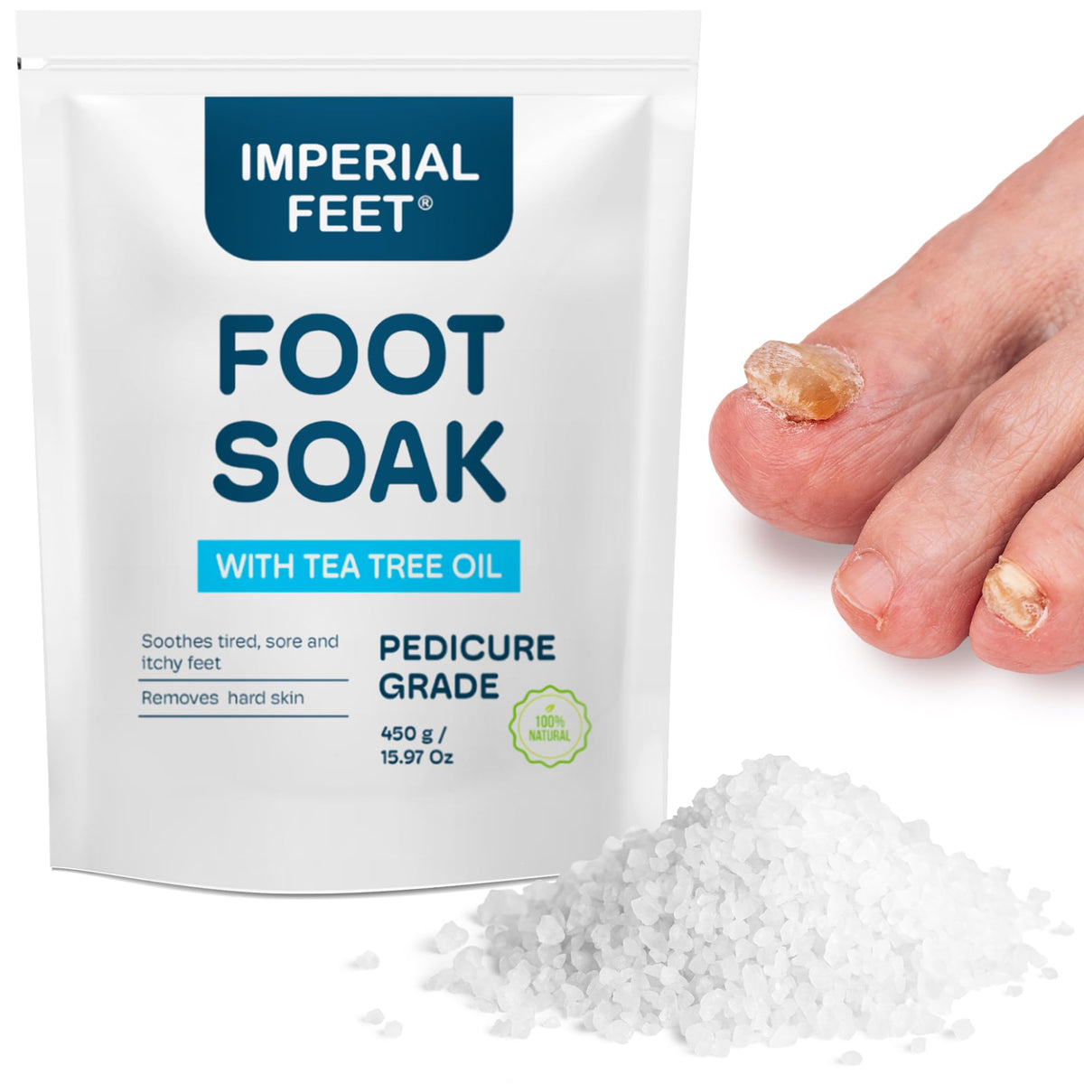 Pedicure Quality Foot Soak with Tea Tree Oil & Epsom Salt | Helps Treat Nail Fungus Athletes Foot | Anti Fungal Nail Treatment | Foot Moisturiser &