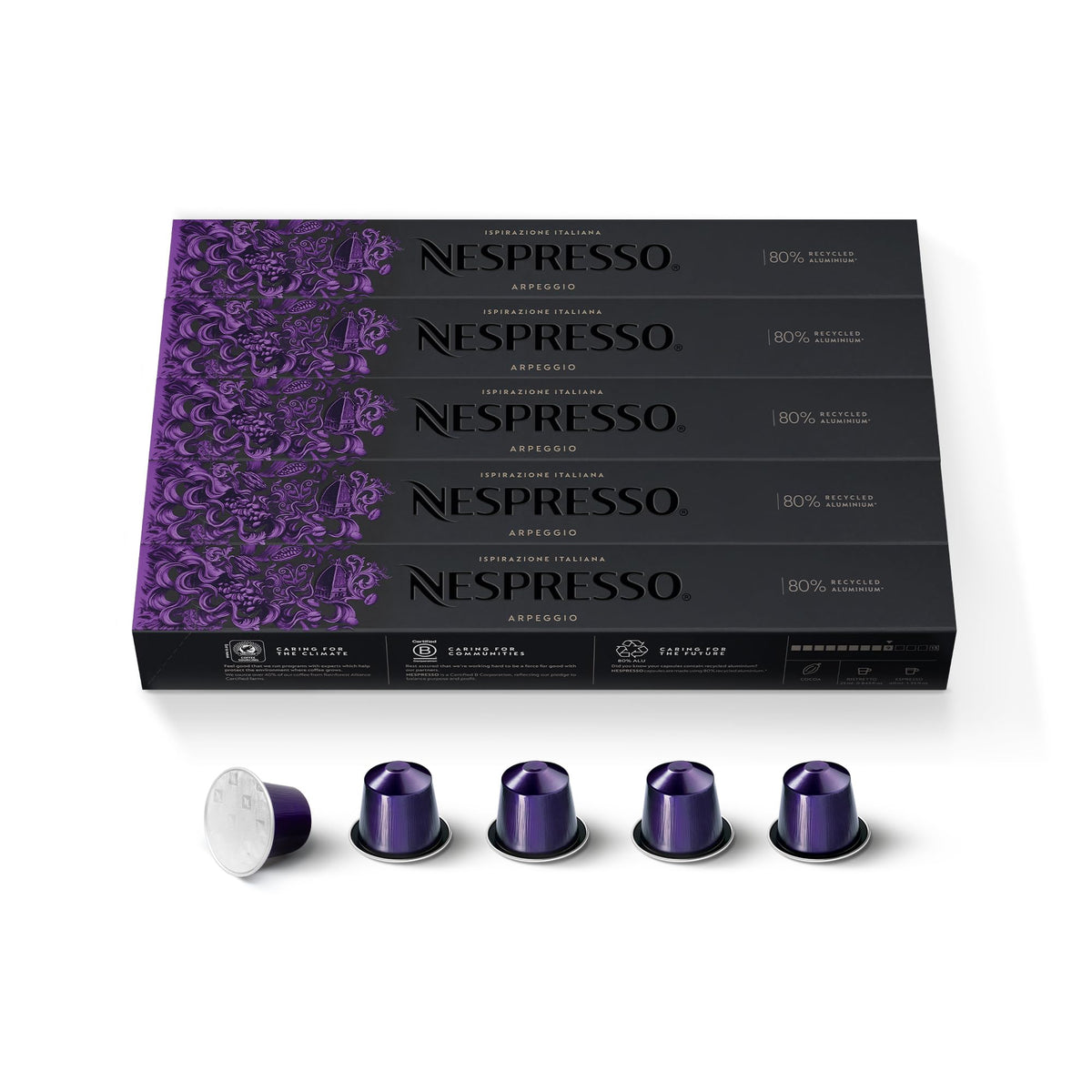 Nespresso Original Coffee Pods - 50 Inspiranzione Arpeggio Capsules for Nespresso Machines. Make Espressos, Cappuccino and Macchiato at home. A short