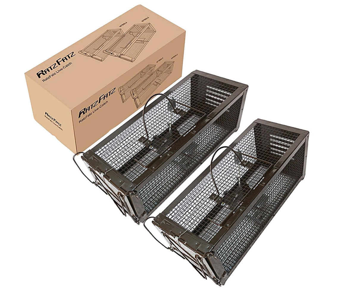 RatzFatz Humane rat traps, 2 Pcs Rat Cage Traps, Reusable Live-Catch Mousetrap, Adjustable Sensitivity, No Kill, for Indoor & Outdoor Use, Suitable