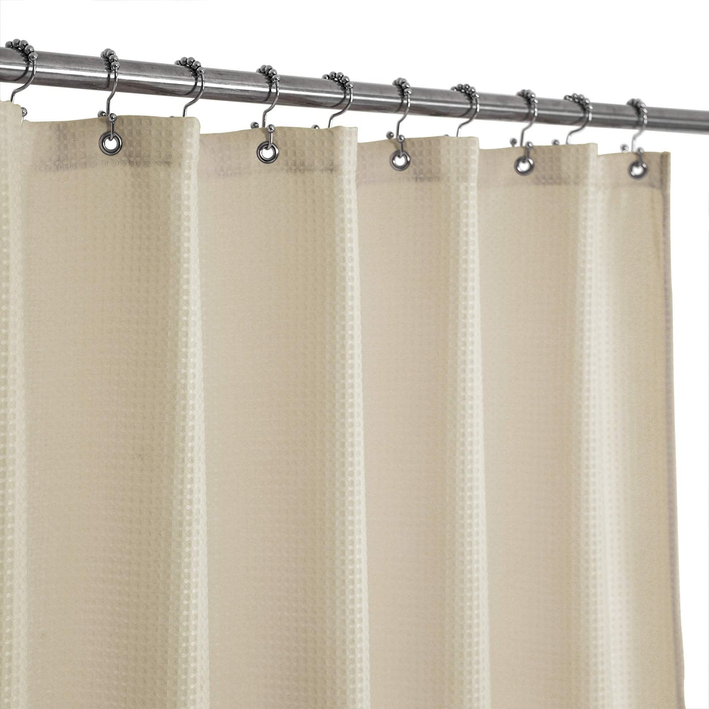 Barossa Design Short Waffle Weave Shower Curtain 66 inch Length, 230 GSM Heavy Duty Fabric, Hotel Luxury Spa, Water Repellent, Machine Washable,